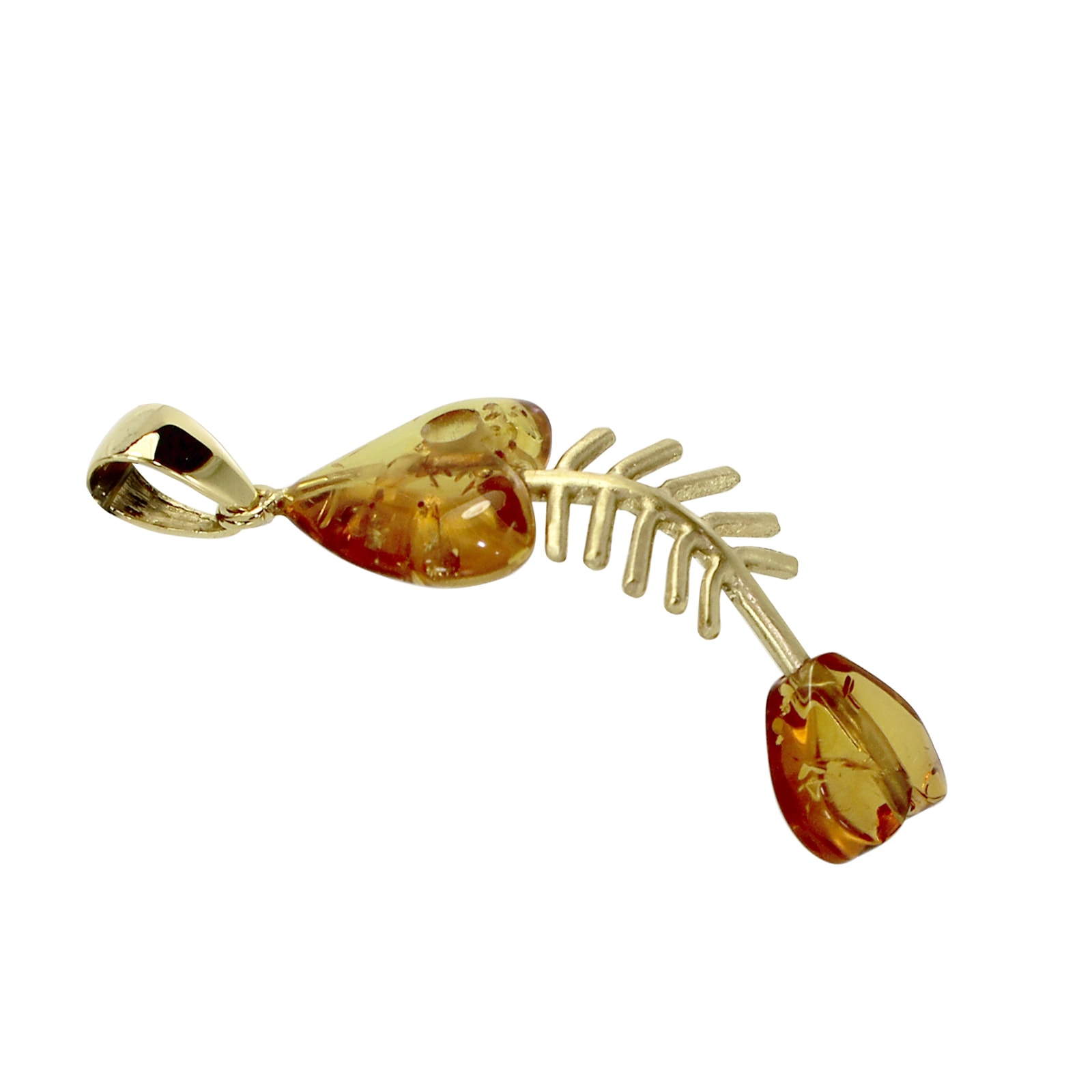 OSTSEE-SCHMUCK Kettenanhänger »- Fisch 35 mm - Gold 333/000 - Bernstein«