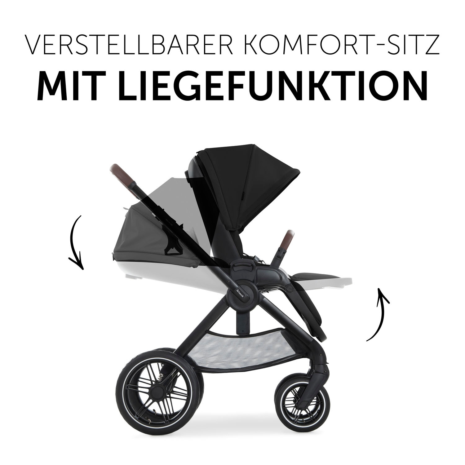 Hauck Kombi-Kinderwagen »Walk N Care Air Set, black«, 22 kg, belastbar bis 22 kg