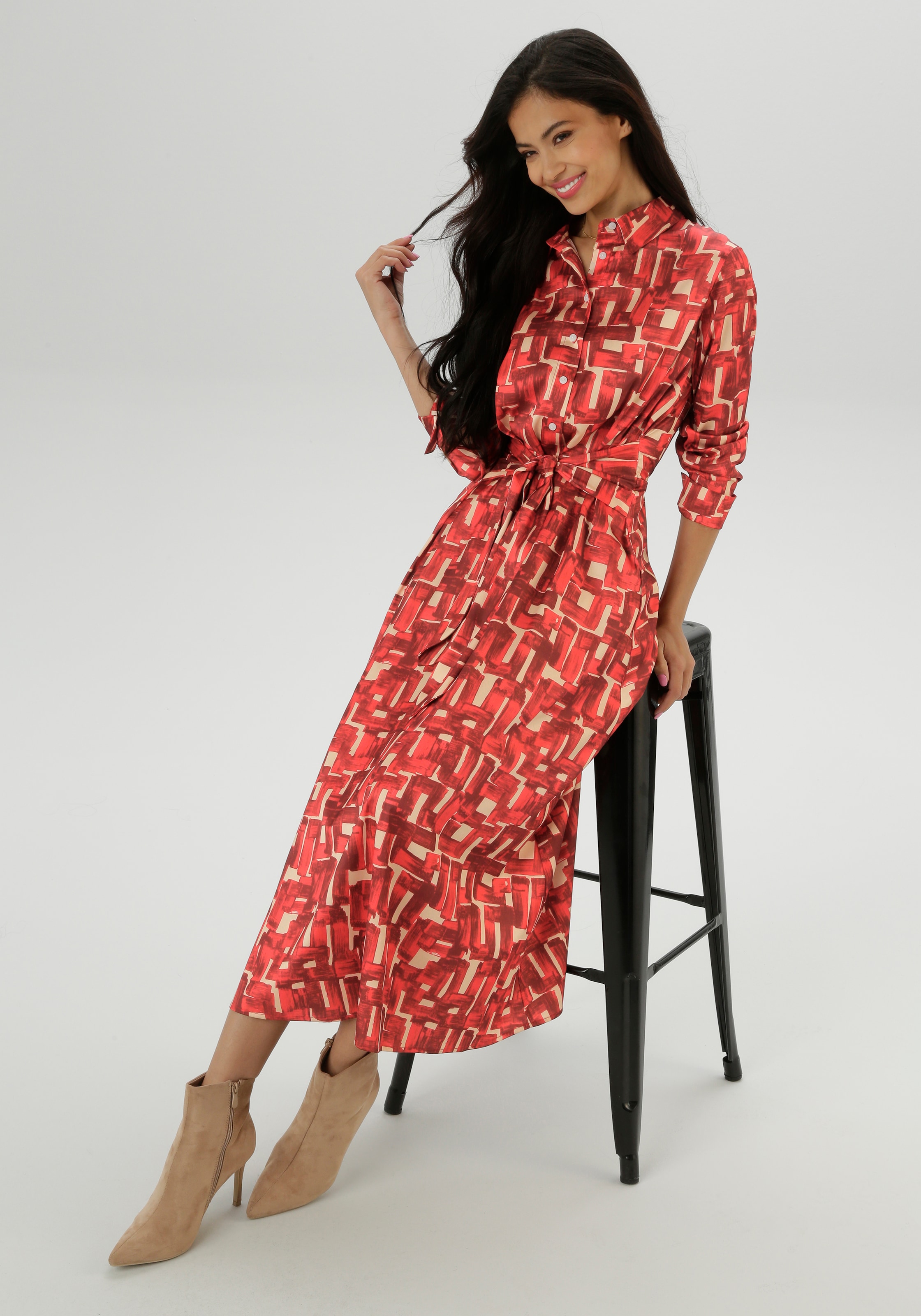 Aniston SELECTED Blusenkleid, abstrakten, farbharmonischen Druckmuster - NEUE KOLLEKTION