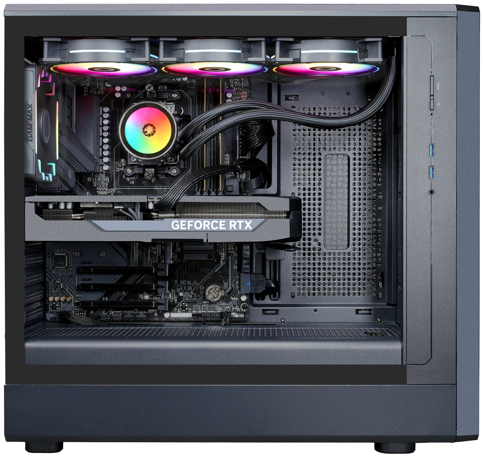 GAMEMAX Gaming-PC »CLAW BK 8094 AMD Ryzen 5 7500F 32GB DDR5 1TB SSD RTX 5060Ti« DDR5 RAM, Windows 11, Wasserkühlung