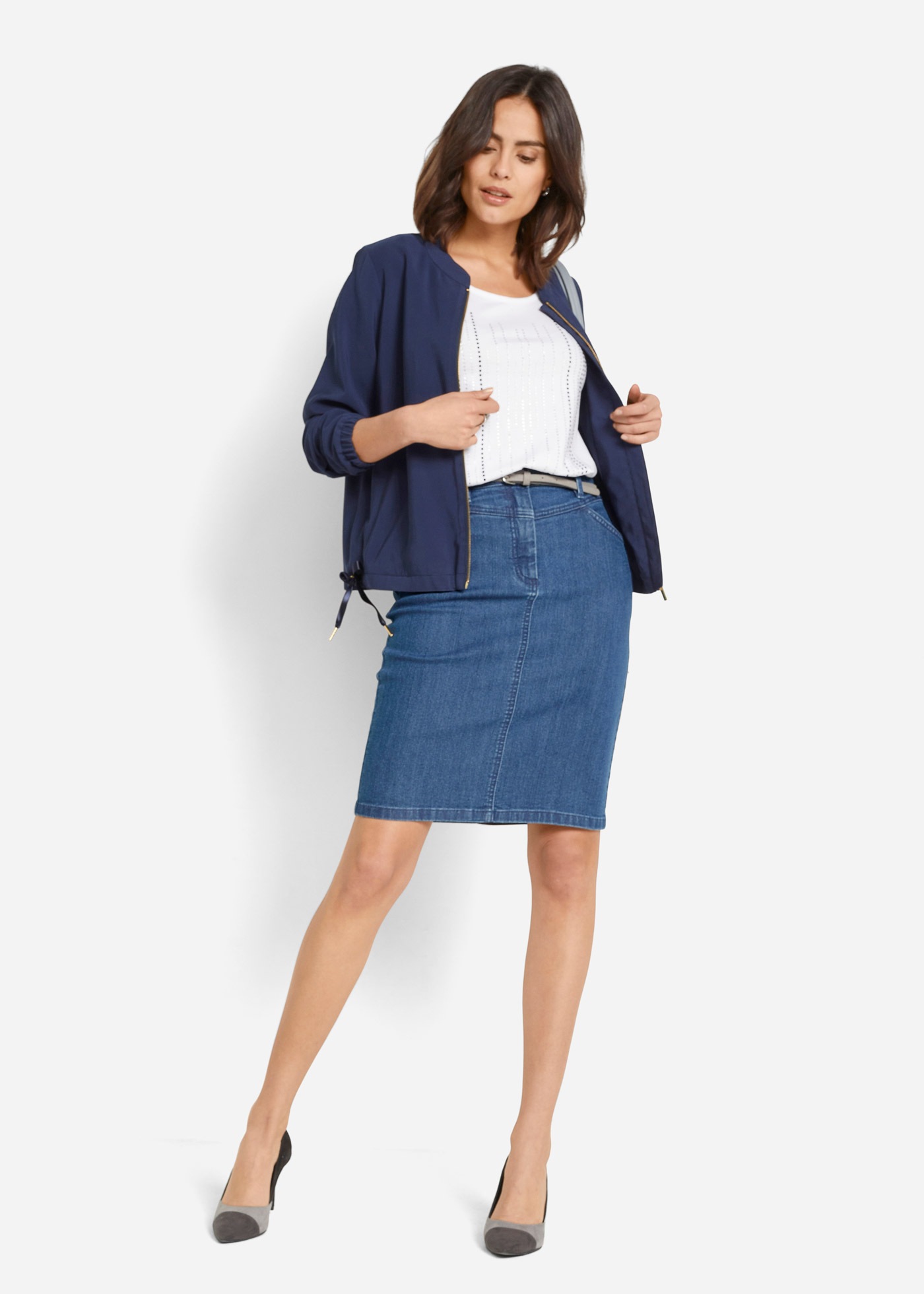 bonprix Jeansrock »Jeansrock, Stretch« aus elastischem Material, körpernahe Passform, unifarben