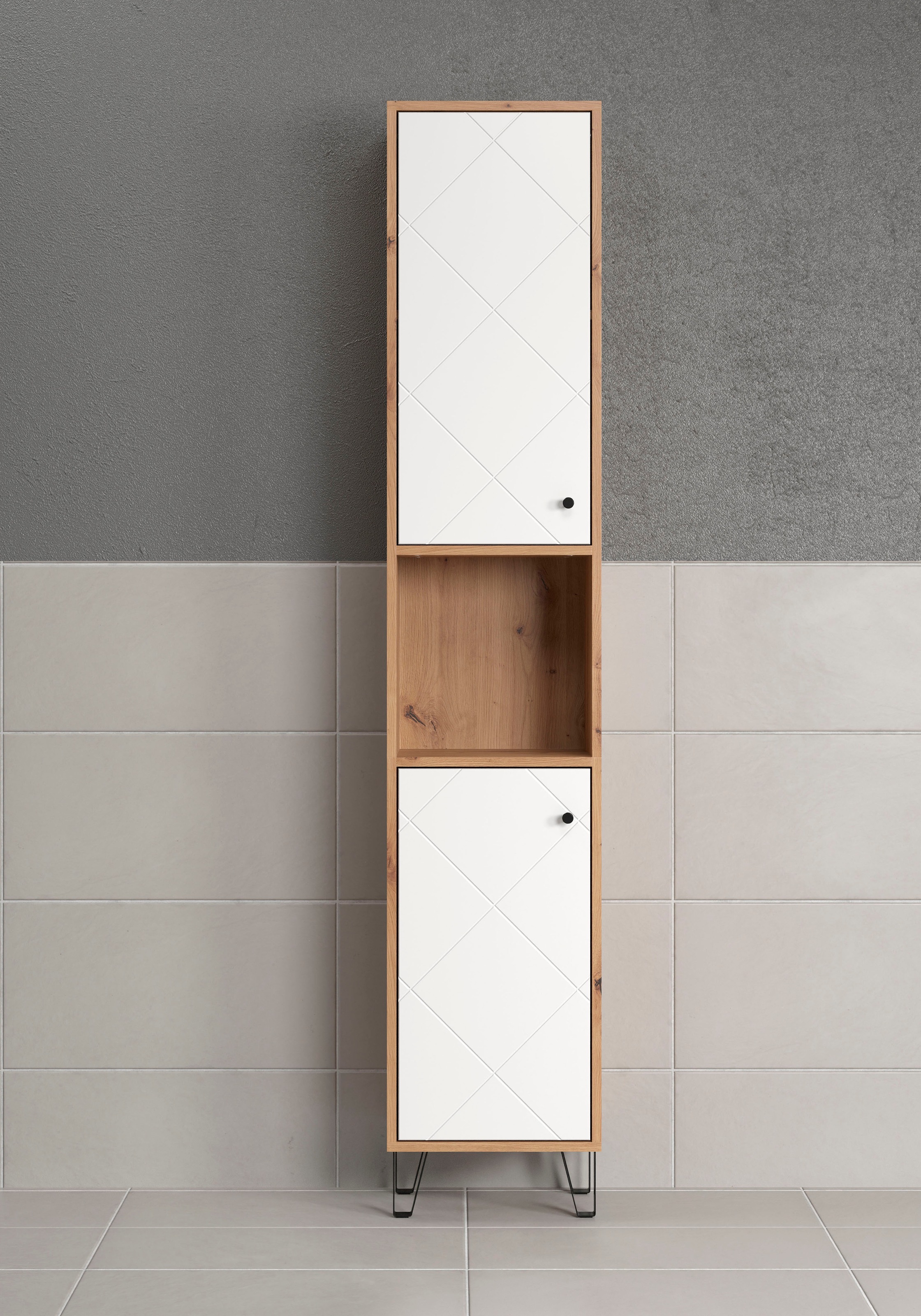 PLACES OF STYLE Hochschrank »Tarragona« 1 Stk. tlg. Hochschrank mit 1 Tür & 1 Klappe - (B/T/H) 36/29/191 cm