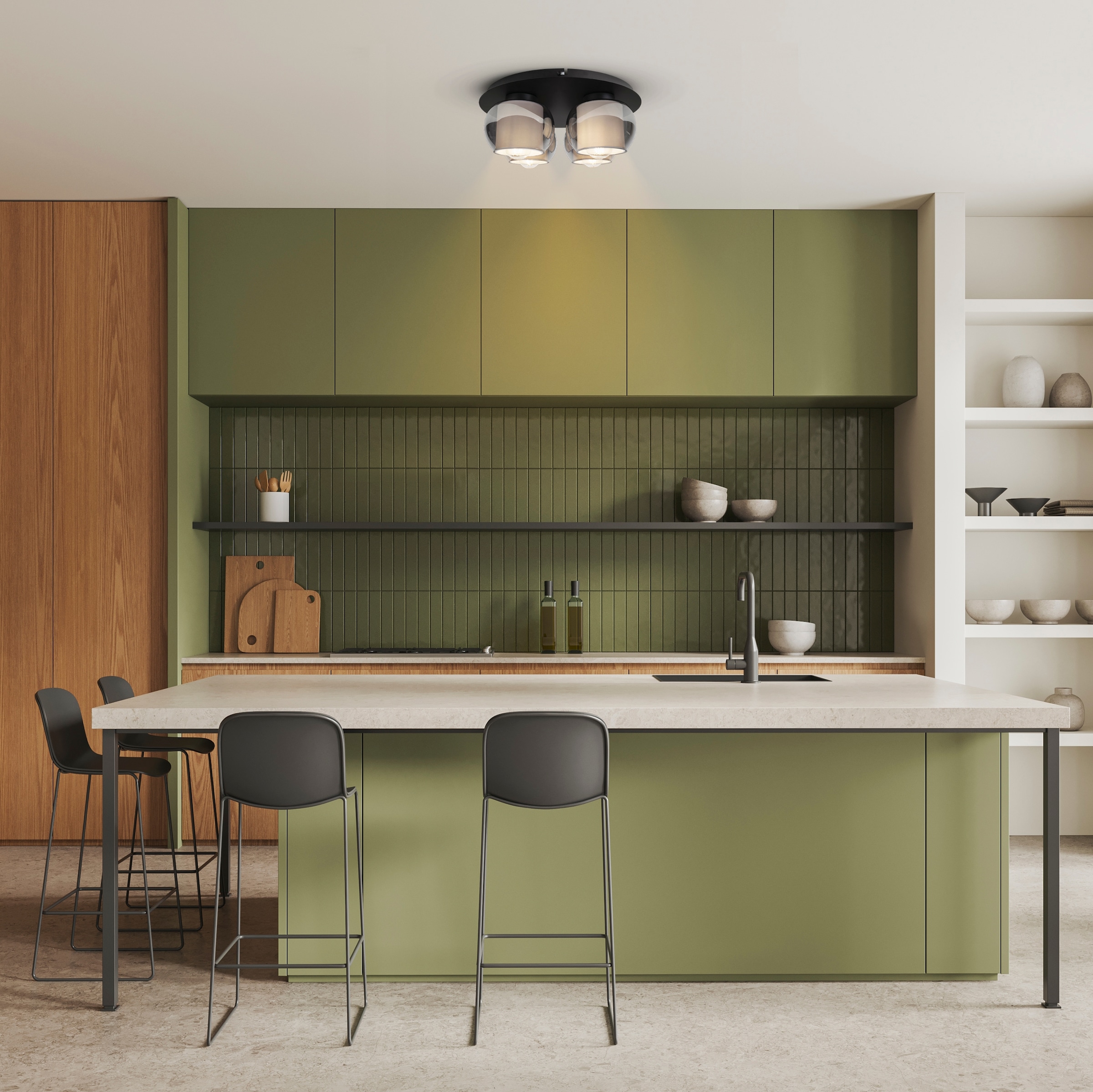 OTTO home Deckenleuchte »Tanissa mit Doppelschirm« E27 1 Stk. Deckenlampe rund Rauchglas, innen Stoffschirm, E27, Glasschirm, Textil