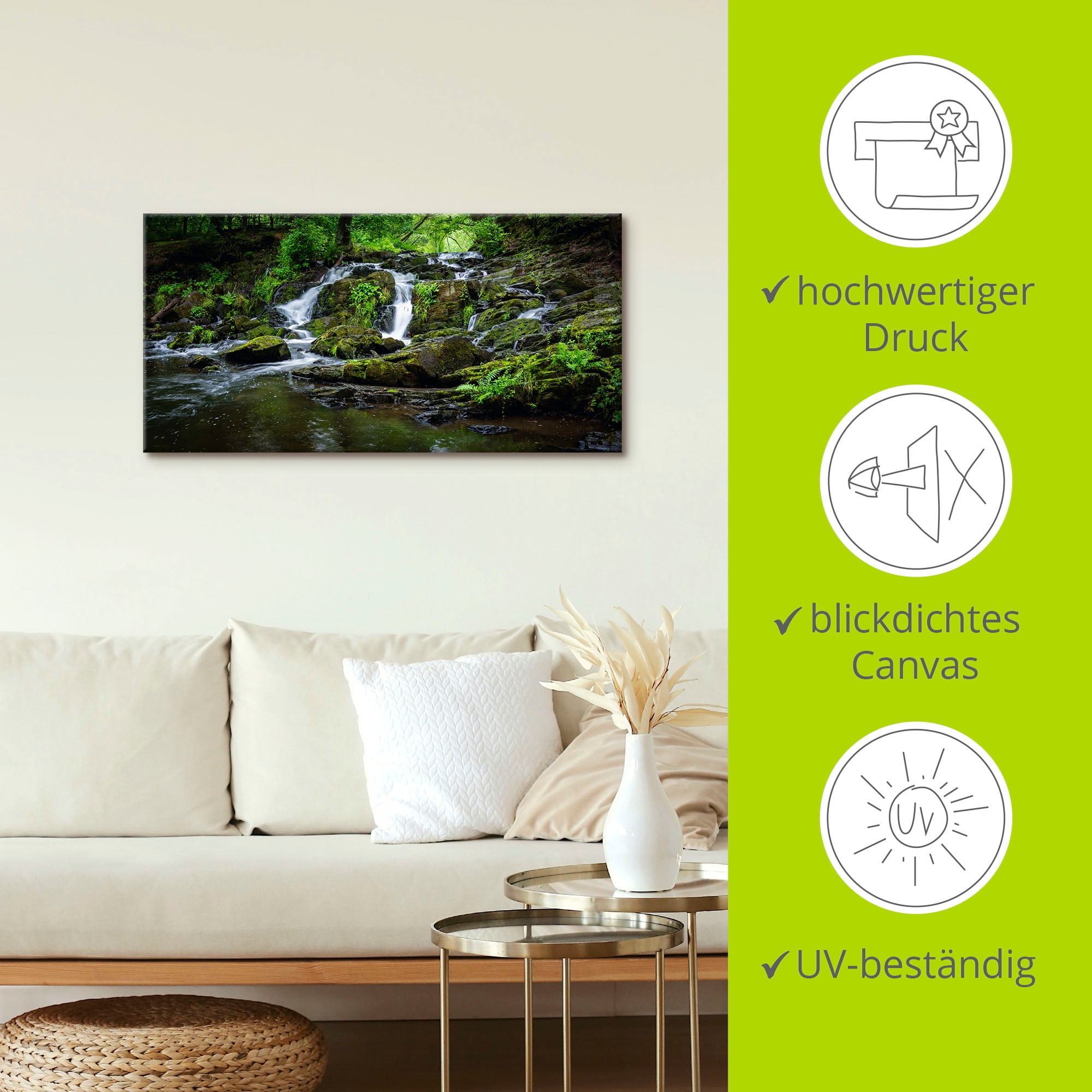 Artland Leinwandbild »Wasserfall Panorama« Wasserfallbilder 1 Stk. tlg. auf Holzrahmen gespannt