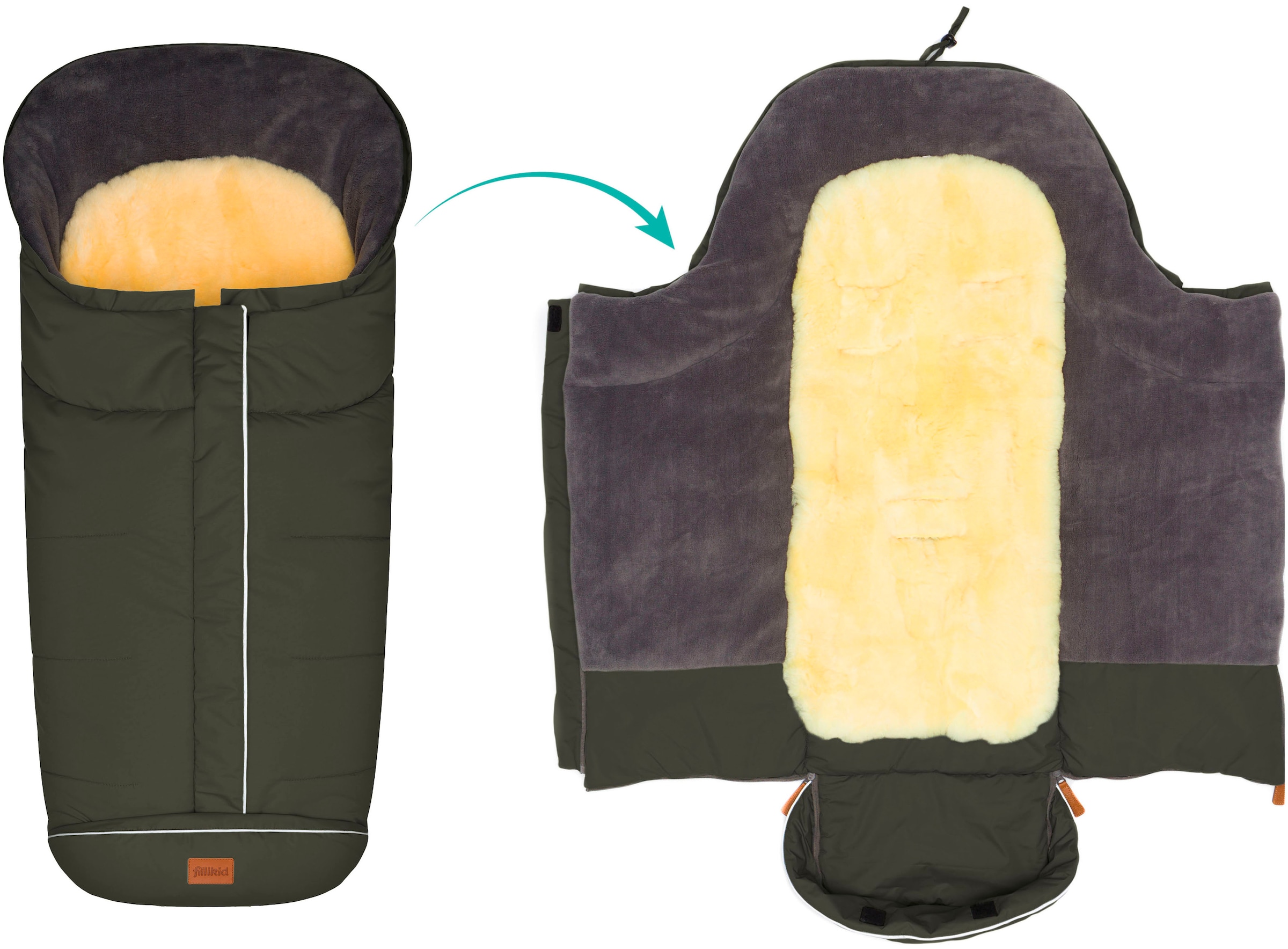 Fillikid Fußsack »Nanga Lammfell, Winterfußsack« mit herausnehmbarer Lammfellauflage
