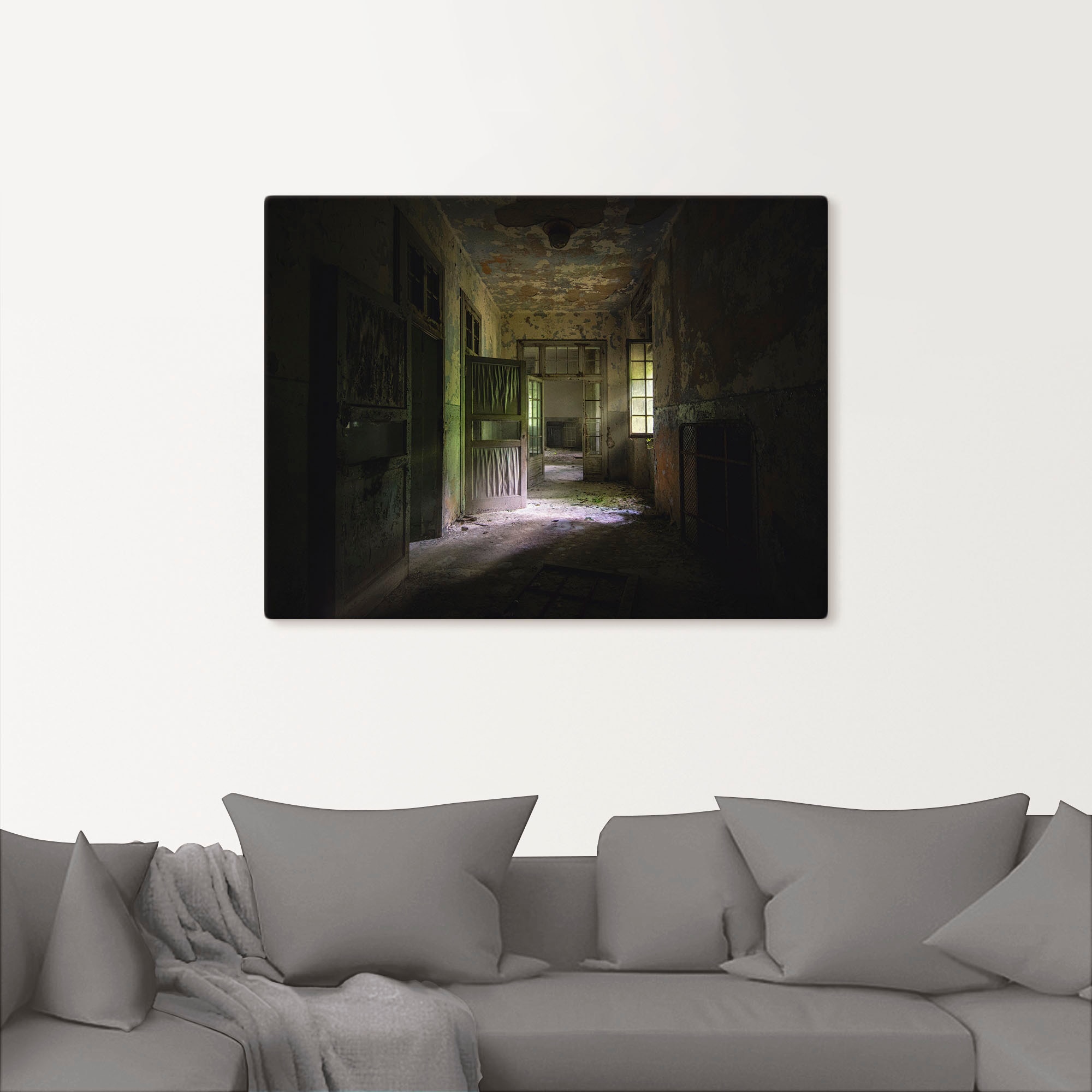 Artland Wandbild »Lost Place Düsterer Flur Türen Gang«, Fenster & Türen, (1 St.), als Alubild, Outdoorbild, Leinwandbild, Poster in verschied. Größen