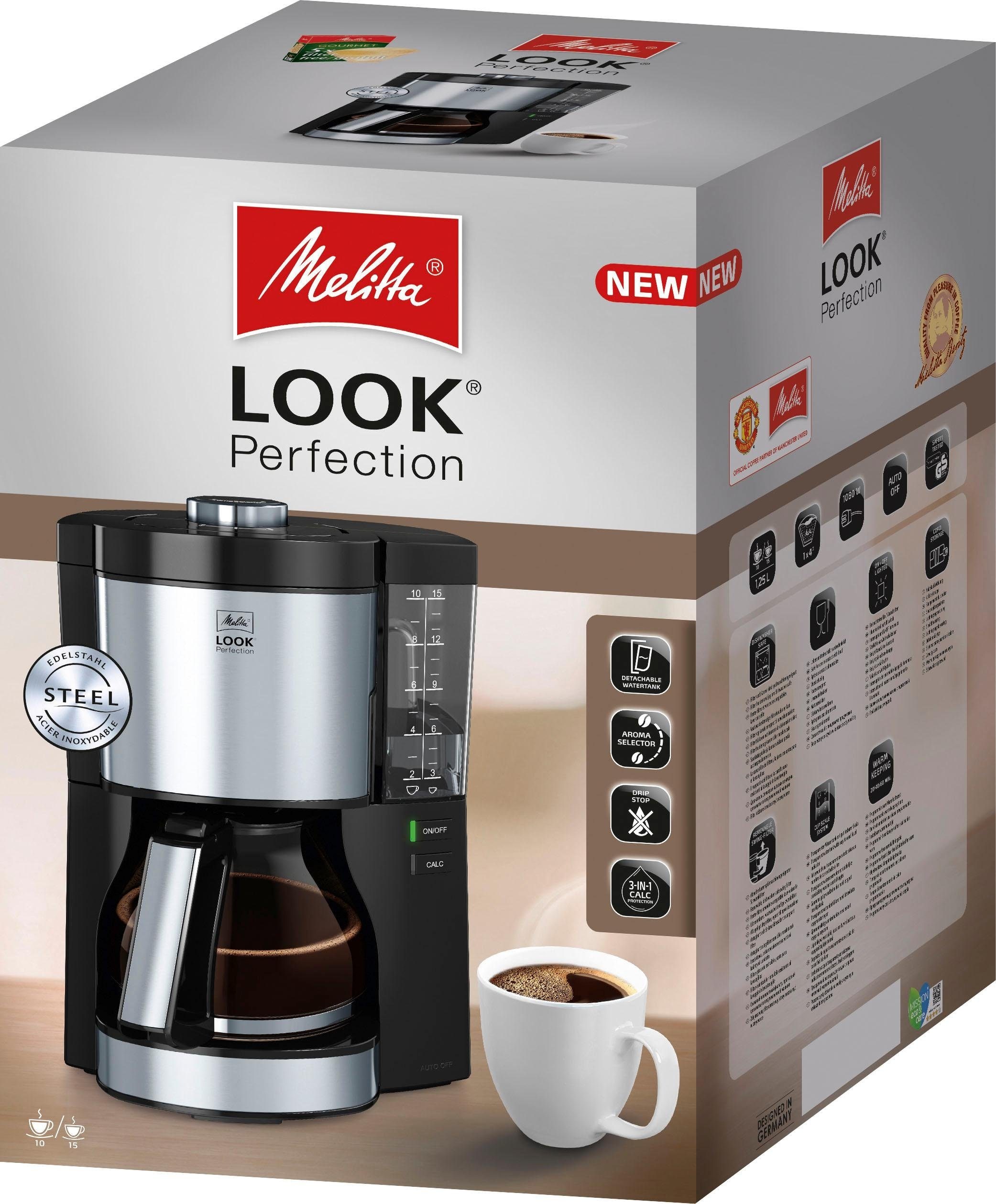 Melitta Filterkaffeemaschine »Look® Perfection 1025-06«, 1,25 l Kaffeekanne,  Papierfilter, 1x4 jetzt im OTTO Online Shop