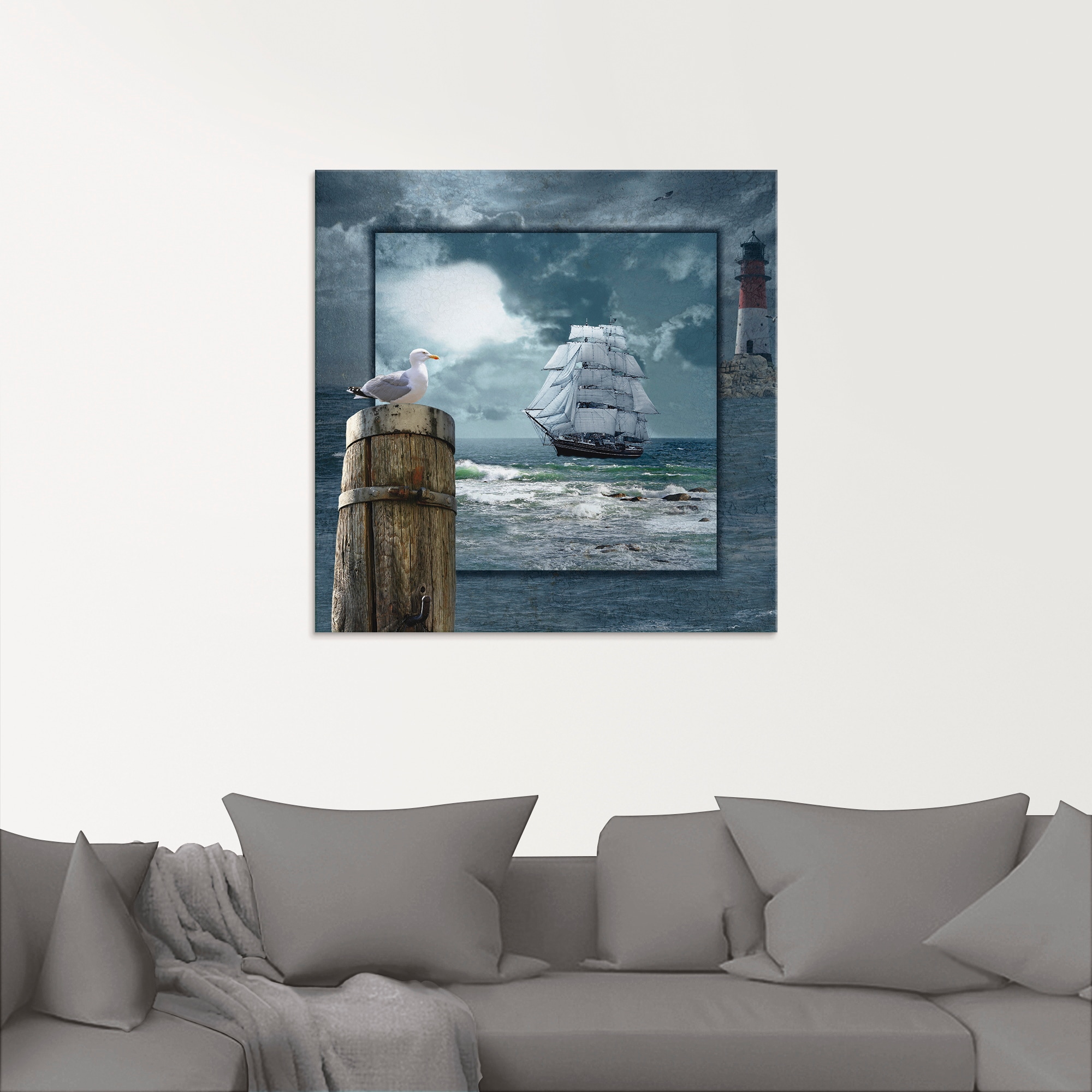 Artland Glasbild »Maritime Collage mit Segelschiff« Boote & Schiffe 1 Stk. tlg. in verschiedenen Größen