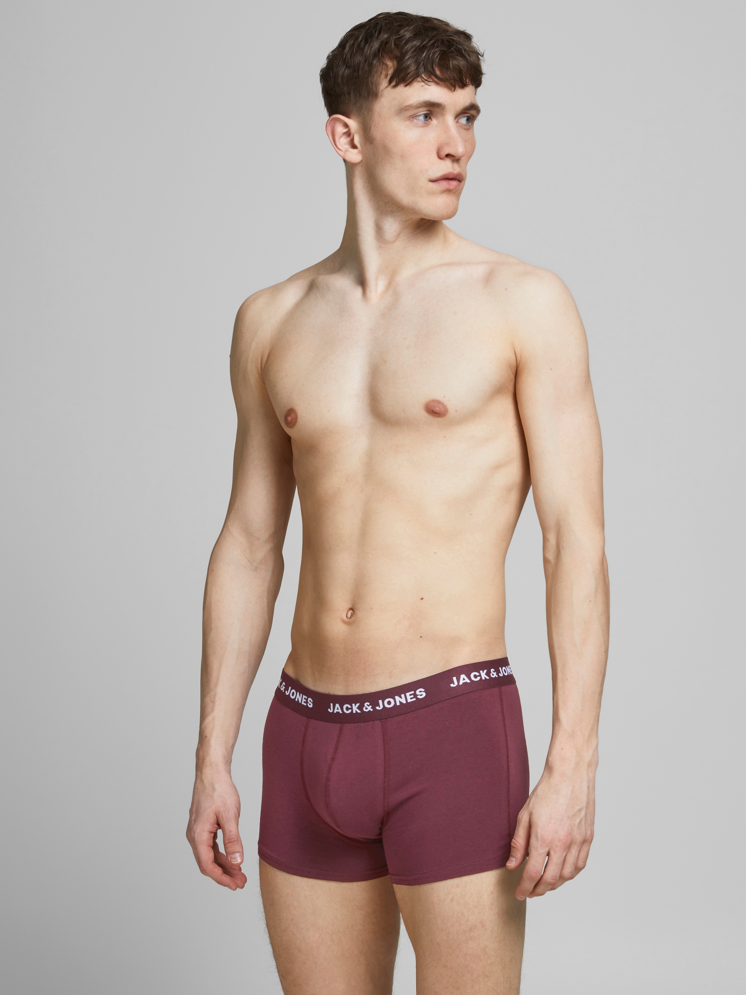 Jack & Jones Trunk »JACSOLID   Stretchkomfort, elastisch, bequem mit sportlichem Look« Packung, 12 Stk. bedruckt, modisch, eng anliegend, Baumwollmischung, Bündchen