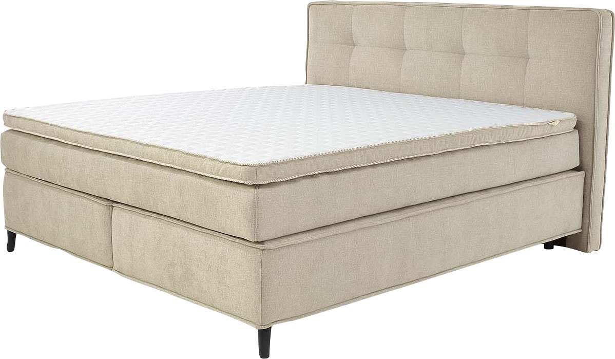 Jockenhöfer Gruppe Boxspringbett »CAPELLO, inkl. Taschenfederkernmatratze H3-H4 und 6cm Kaltschaumtopper« Bezug in verschiedenen Strukturstoffen, 160x200 oder 180x200 cm