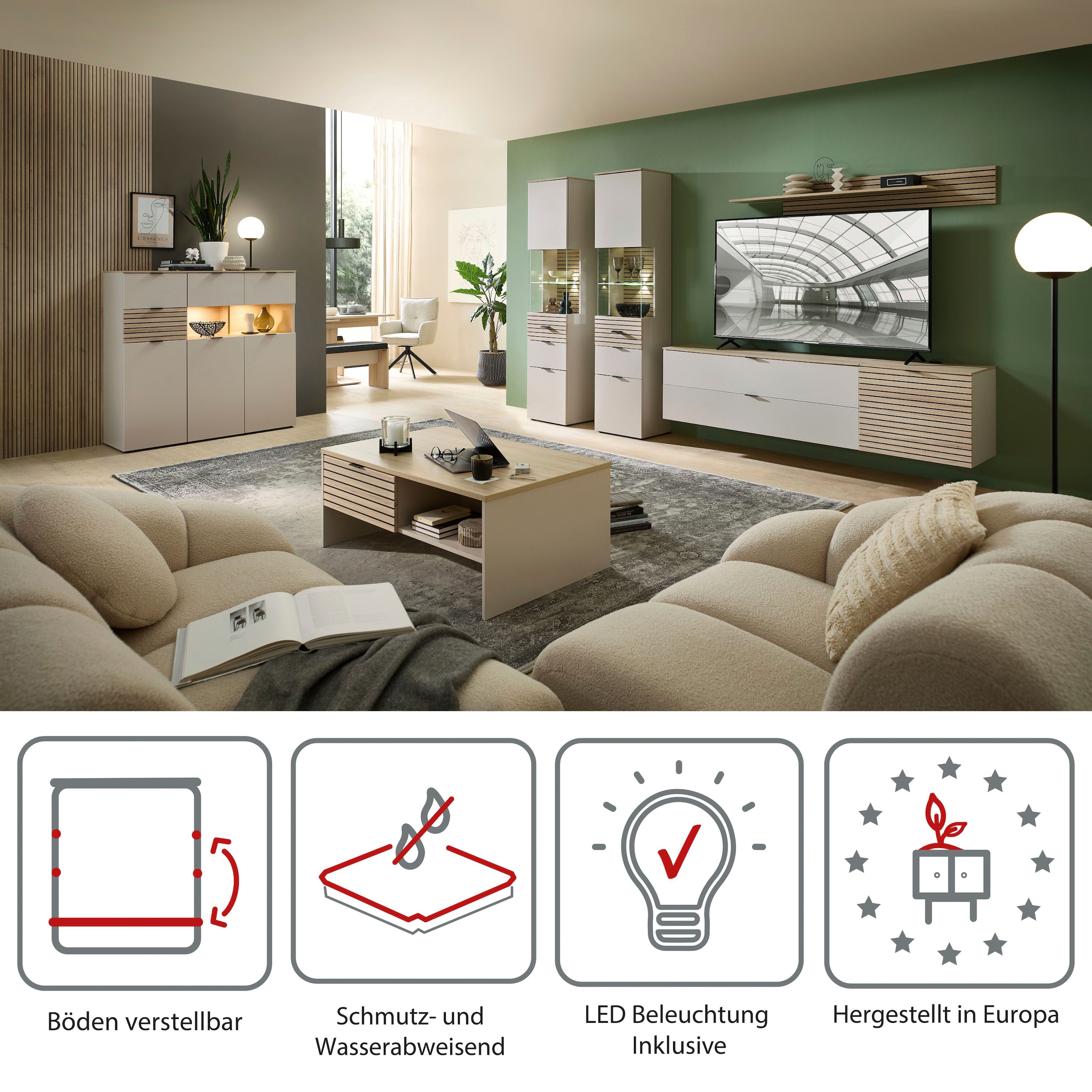 Innostyle Highboard »INA Highboard,  84 x 125 x 45 cm (B/H/T)« 1 Stk. tlg.