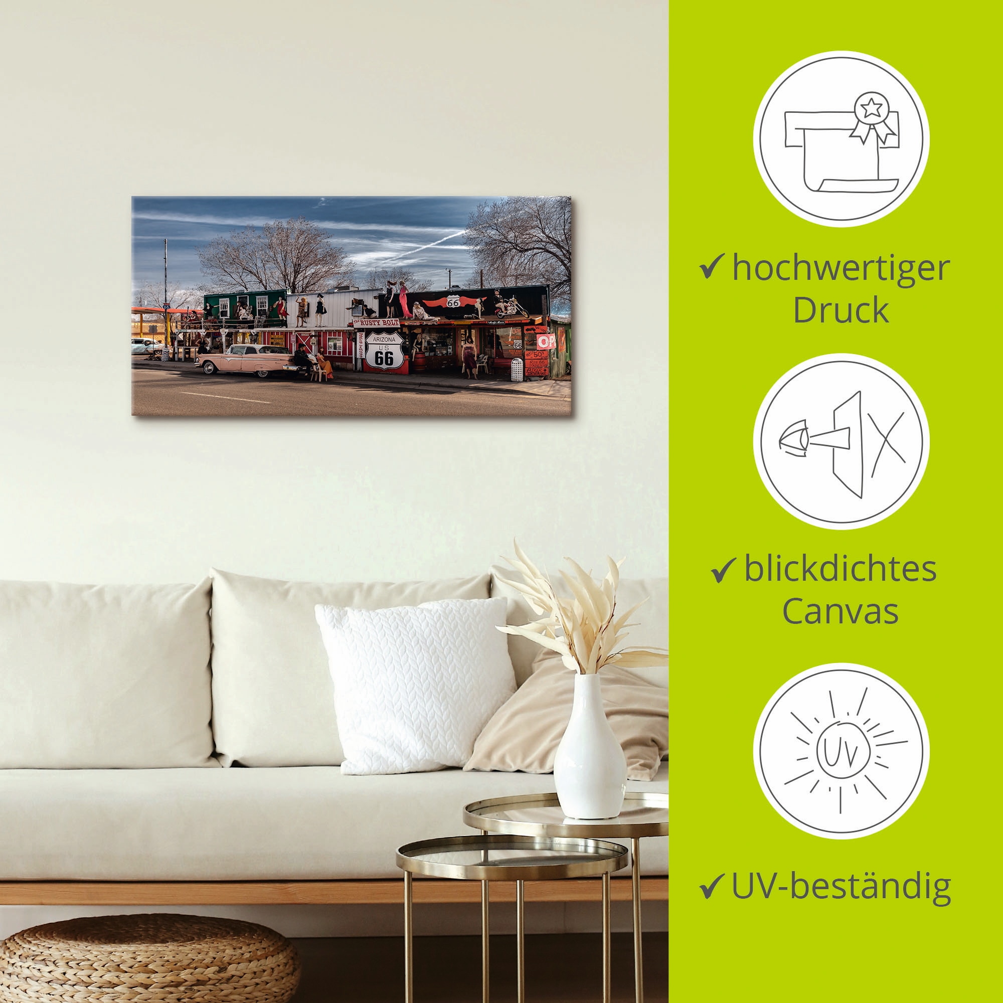 Artland Wandbild »Historische Route 66 in Seligman«, Amerika, (1 St.), als Leinwandbild, Poster in verschied. Größen