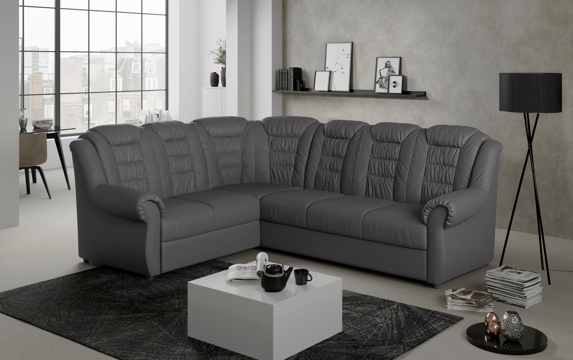 Home affaire Ecksofa »Boston L-Form«, mit hoher Rückenlehne, wahlweise mit Bettfunktion & Stauraum