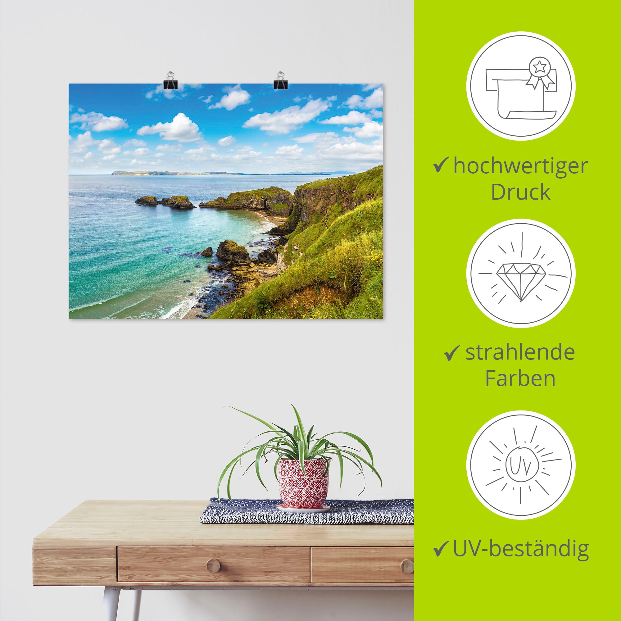 Artland Wandbild »Küstenweg in Carrick-a-Rede«, Gewässer, (1 St.), als Leinwandbild, Poster in verschied. Größen