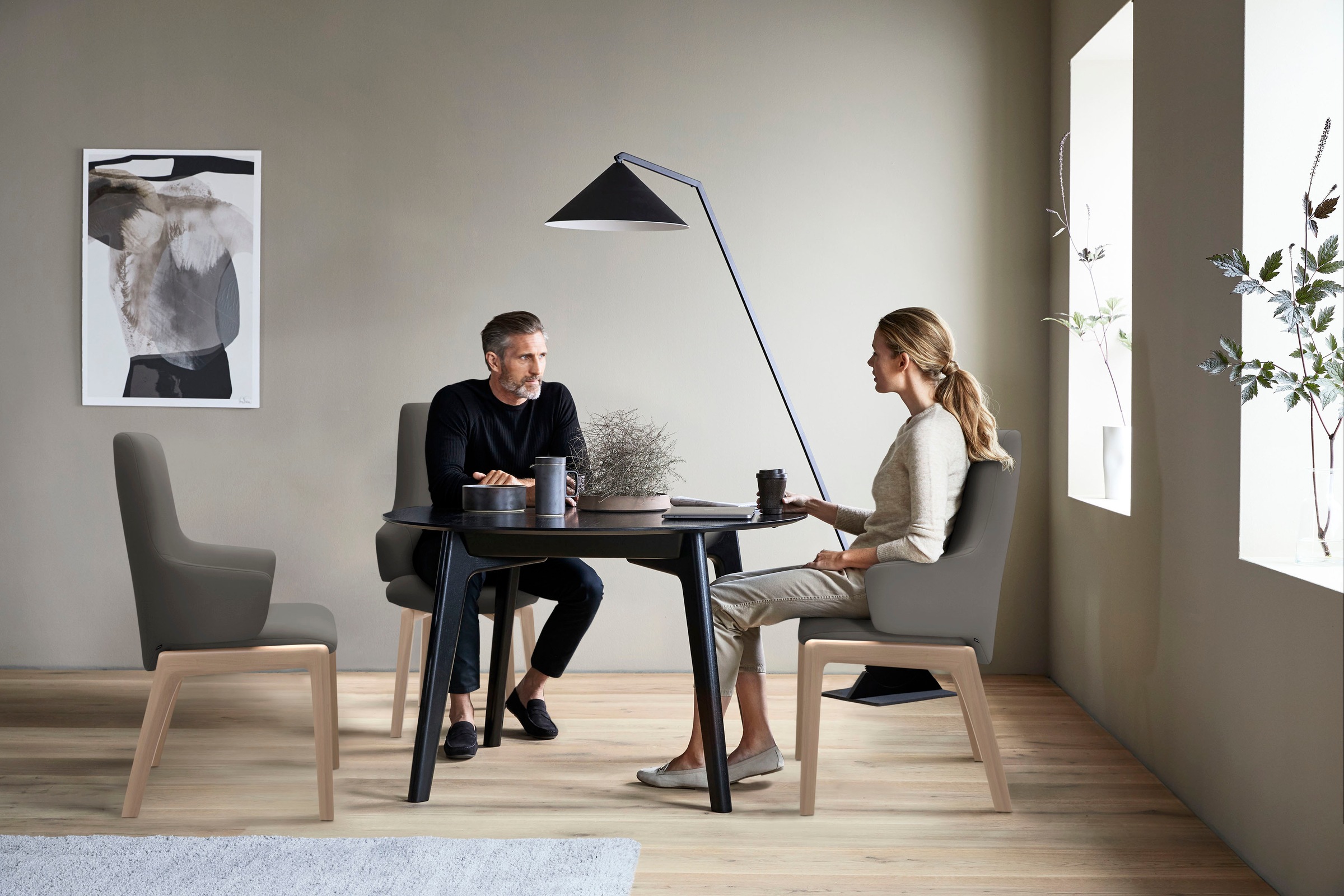Stressless® Polsterstuhl »Laurel«, Leder PALOMA, High Back mit Armlehne, Größe L, mit abgerundeten Beinen in Eiche