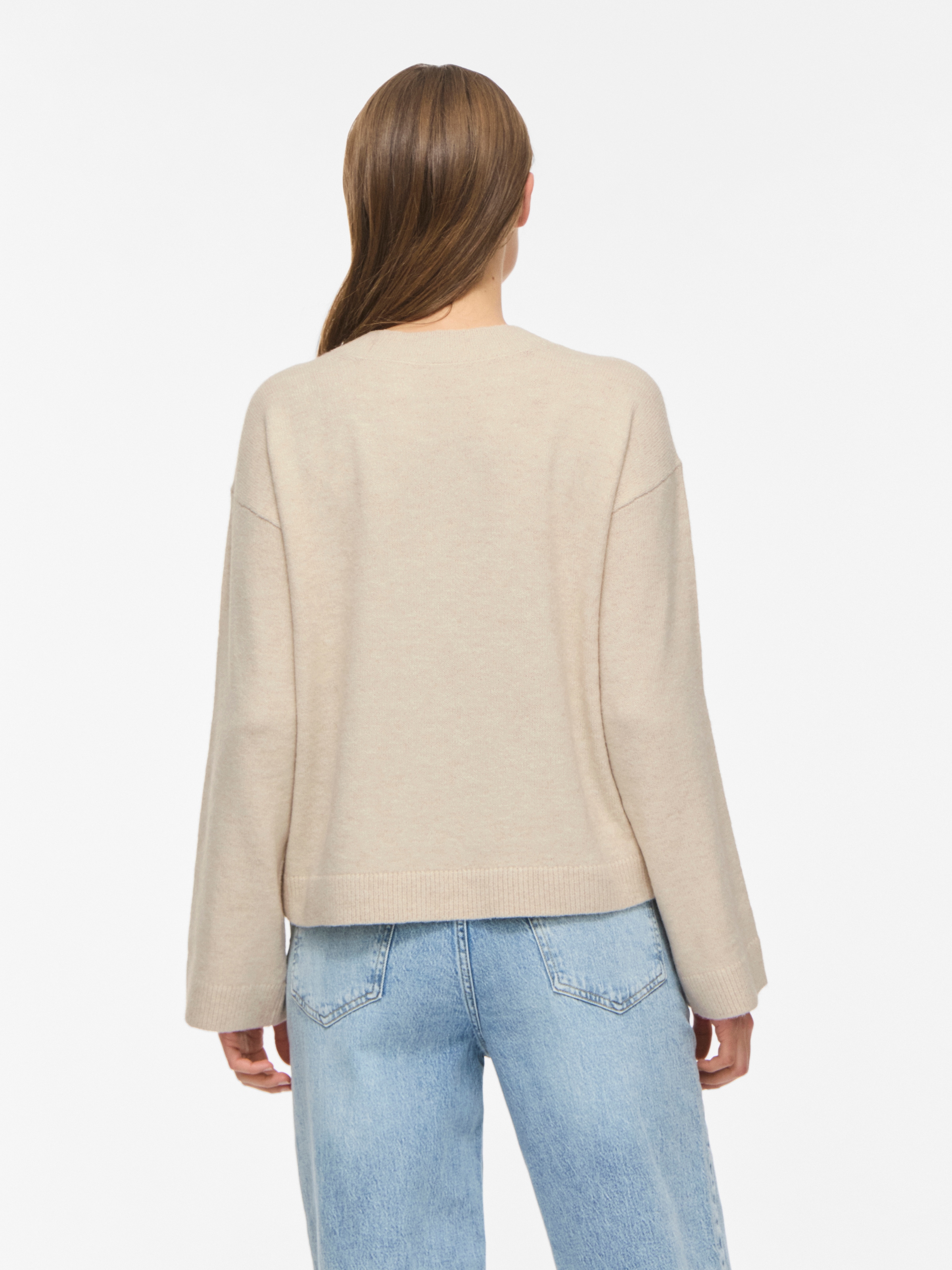 Vila Strickpullover »VILIGA L/S REV V-NECK KNIT TOP - NOOS« Materialmix, regular fit