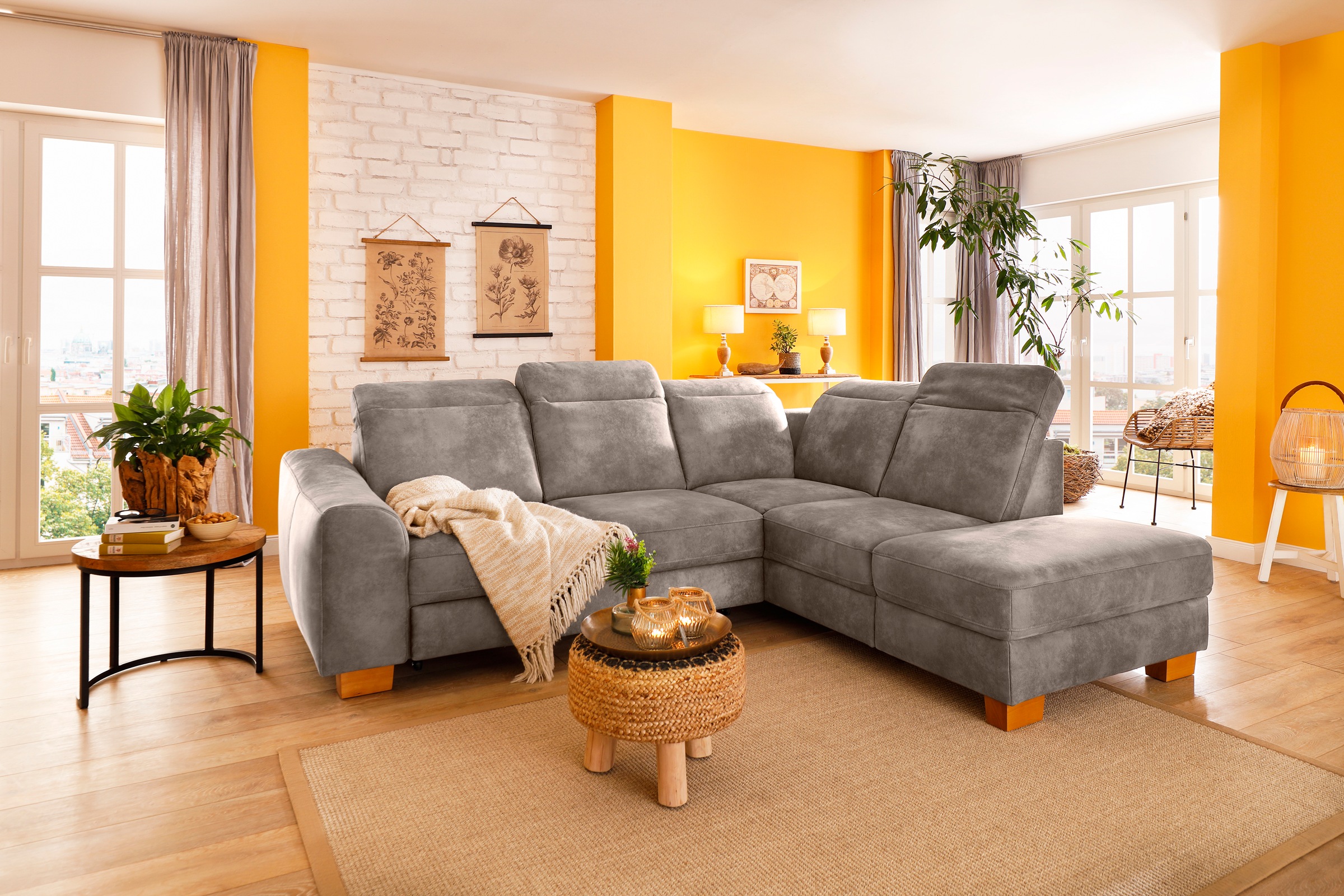 Home affaire Ecksofa »Dundee L-Form«, wahlweise mit Kopfteilverstellung und zusätzlich mit Bettfunktion