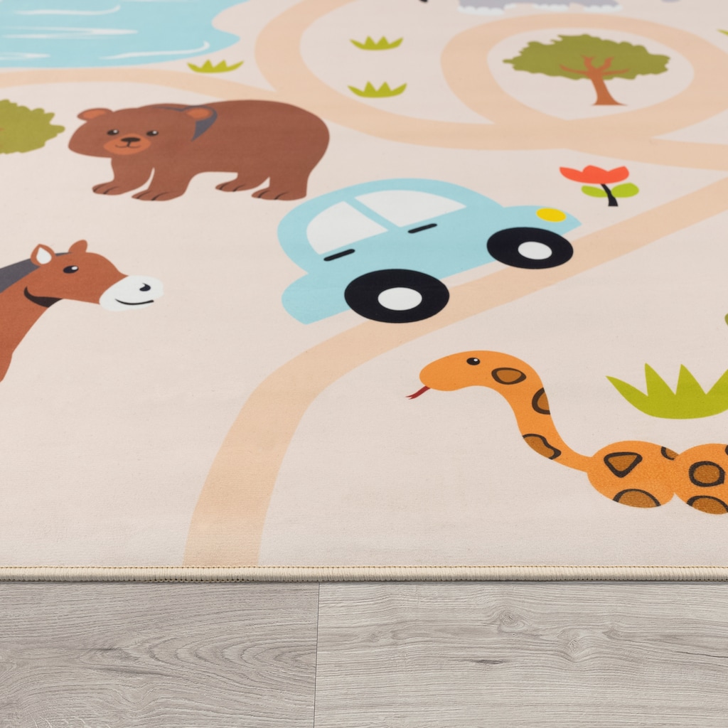Paco Home Kinderteppich »Bino 580«, rechteckig, Spielteppich, Motiv Straße & Autos, Kinderzimmer