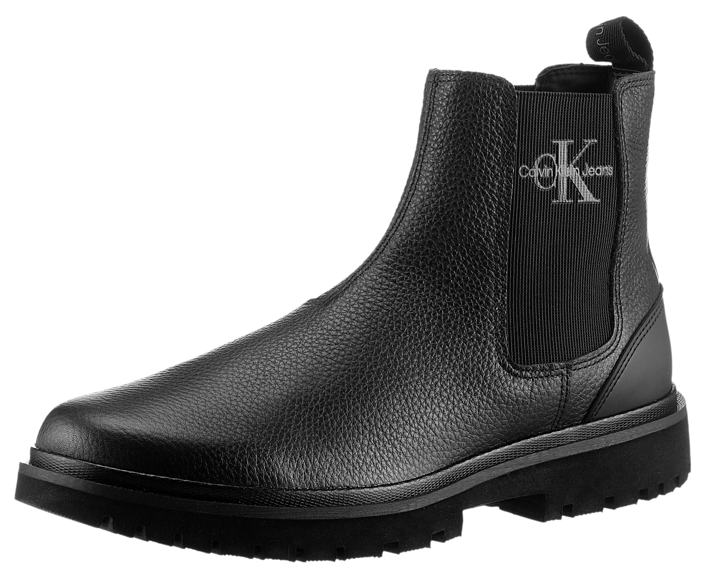 Calvin Klein Jeans Chelseaboots »EVA MID CHELSEA BOOT LTH«, Schlupfboots, Stiefelette mit seitlichem...