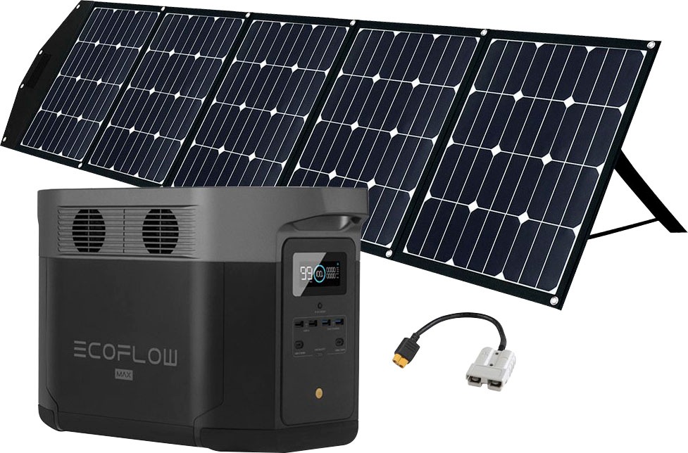Ecoflow Solaranlage »Delta Max 2000 + 225W Offgridtec Faltbares Solarmodul« Plug and play in schwarz