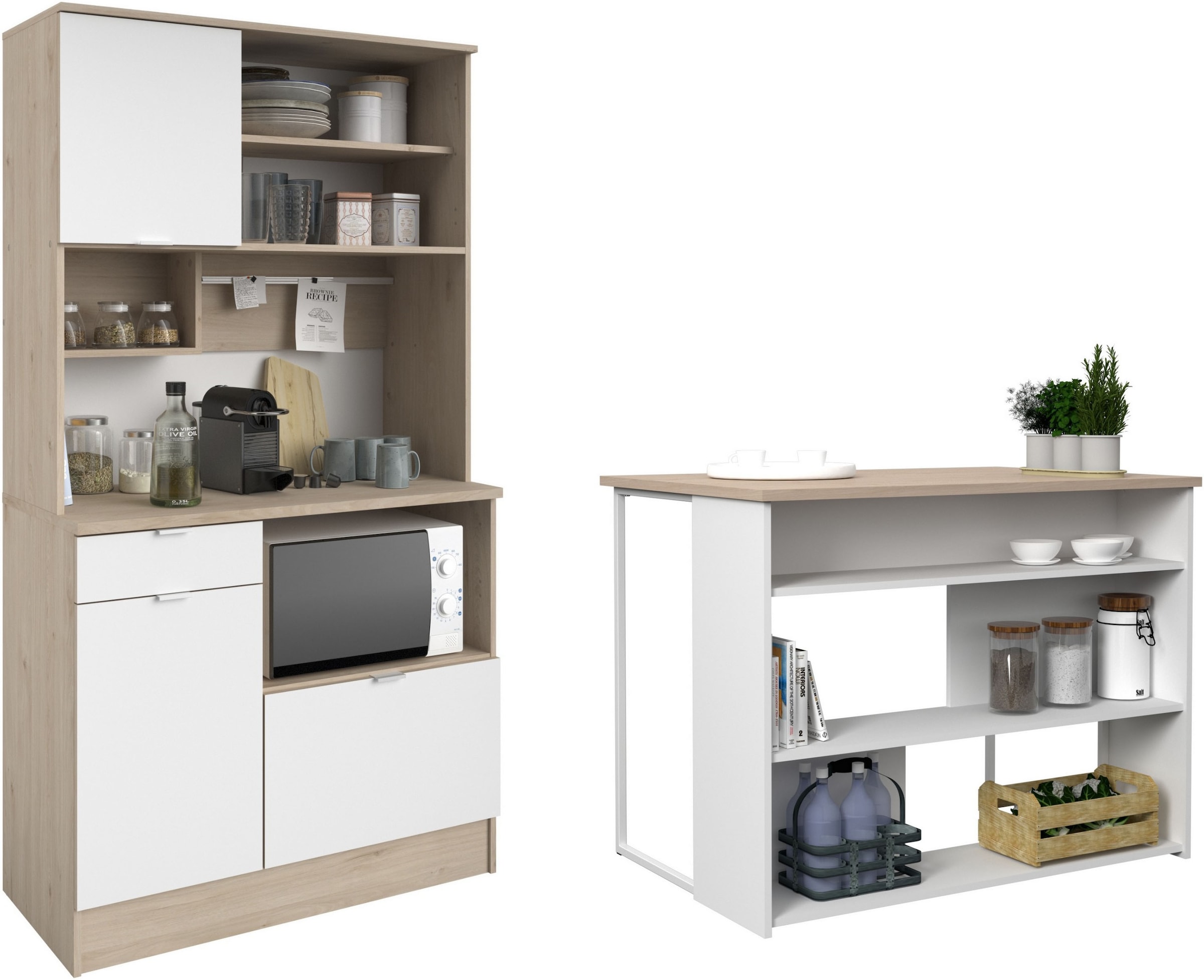 Parisot Schrank-Set »Socool 1, Theke und Küchenbuffet, Made in Europe, viel Stauraum«, (2 St.), TOPSELLER! Theke als Tresen nutzbar