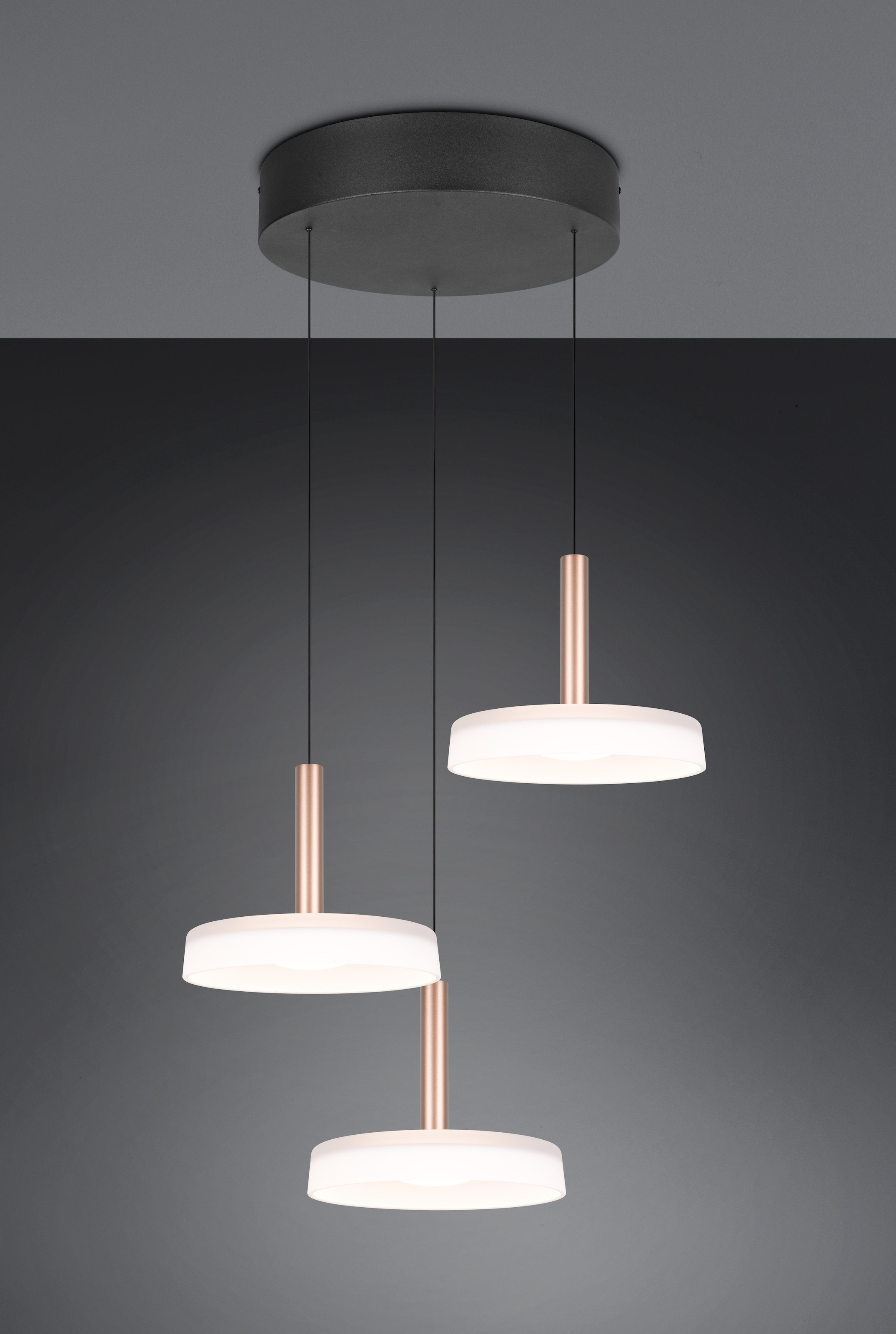 TRIO Leuchten LED Pendelleuchte »CELESTE dimmbare LED Hängelampe aus Metall und Glas, 7,5W, 750 Lumen« LED-Board 1 Stk. Warmweiß 3-flammig einfach höhenverstellbar von 50-200 cm 3-Stufen Dimmfunktion