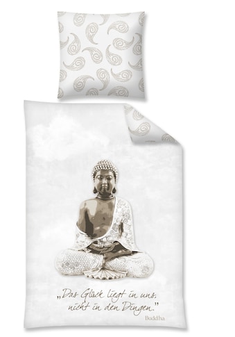 Wendebettwäsche »Buddha, BIO-Satin aus 100 % Baumwolle«, (2 tlg.)