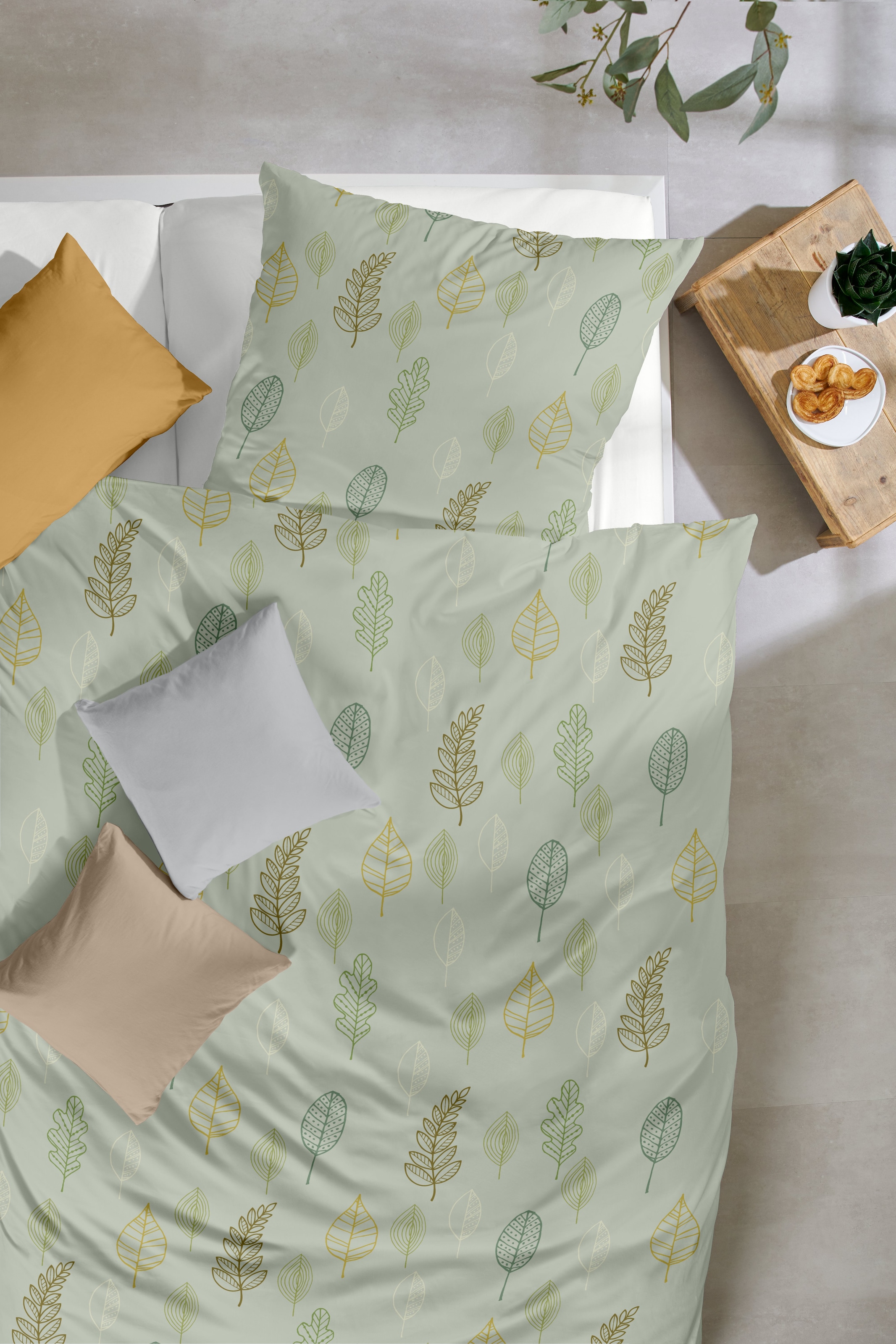 Primera Bettwäsche »Biber-Bettwäsche Autum Leaf« 2 Stk. tlg. mit floralen Motiven