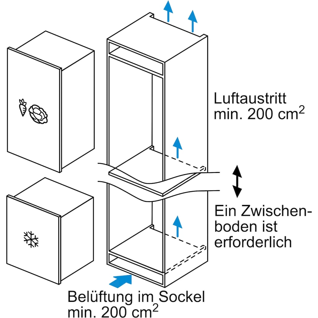 SIEMENS Einbaugefrierschrank »GI21VADD0«, iQ500, 87,4 cm hoch, 55,8 cm breit