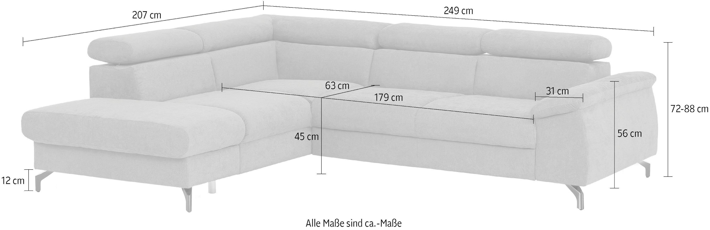 COTTA Polstergarnitur »Komaris«, (Set), Set: bestehend aus Ecksofa und Hocker, frei im Raum stellbar