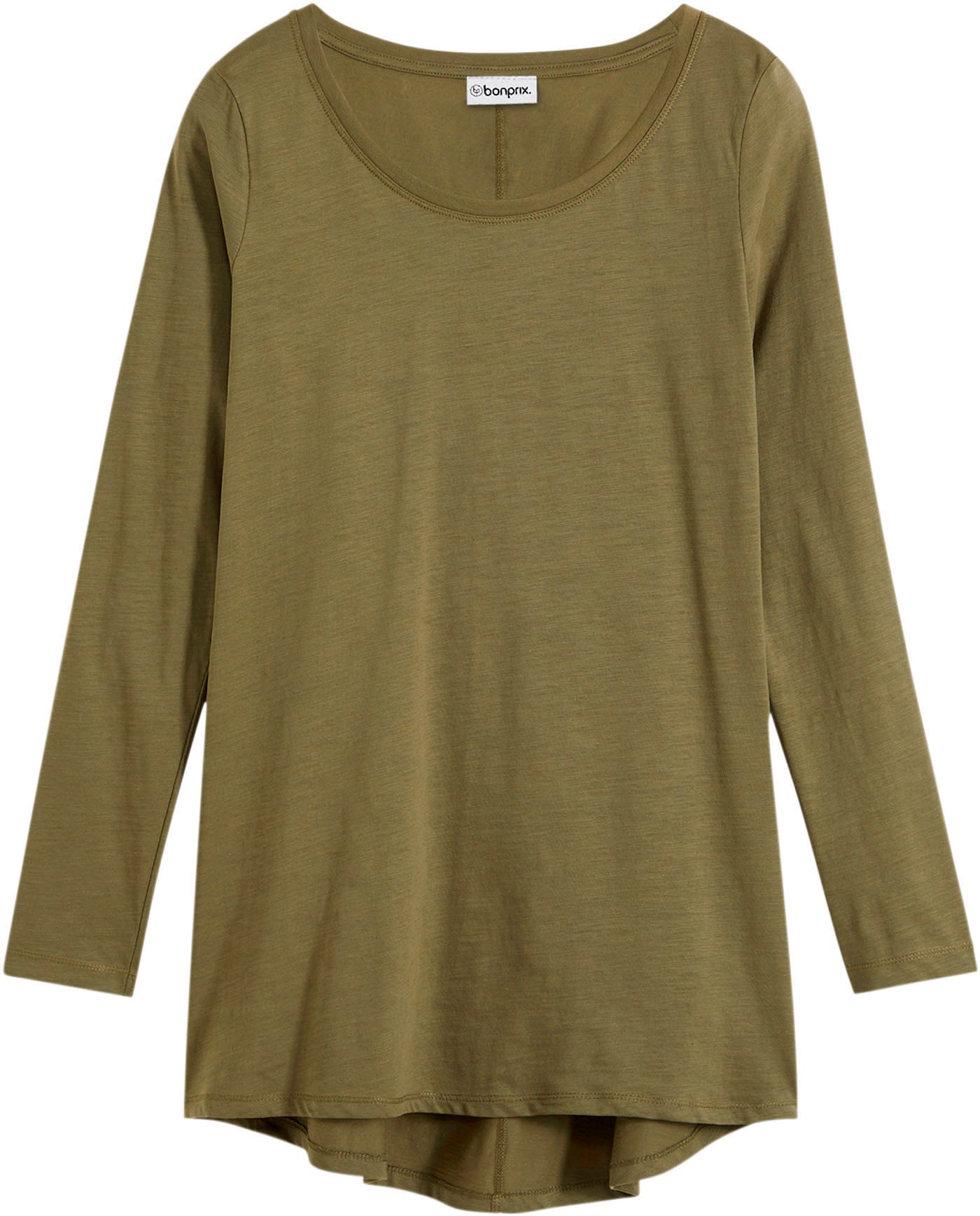 bonprix Langarmshirt »Langarmshirt aus reiner Baumwolle« lockere Passform, Langarm-Design, abgerundeter Saum, aus Baumwolle