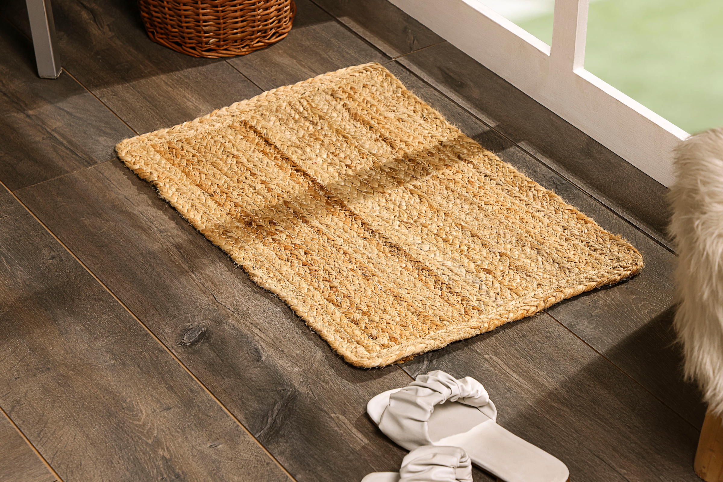 Myflair Möbel & Accessoires Teppich »Lola« rechteckig 10 mm Höhe Juteteppich, Wendeteppich, handgeflochten, 100% Naturfaser, Boho-Style