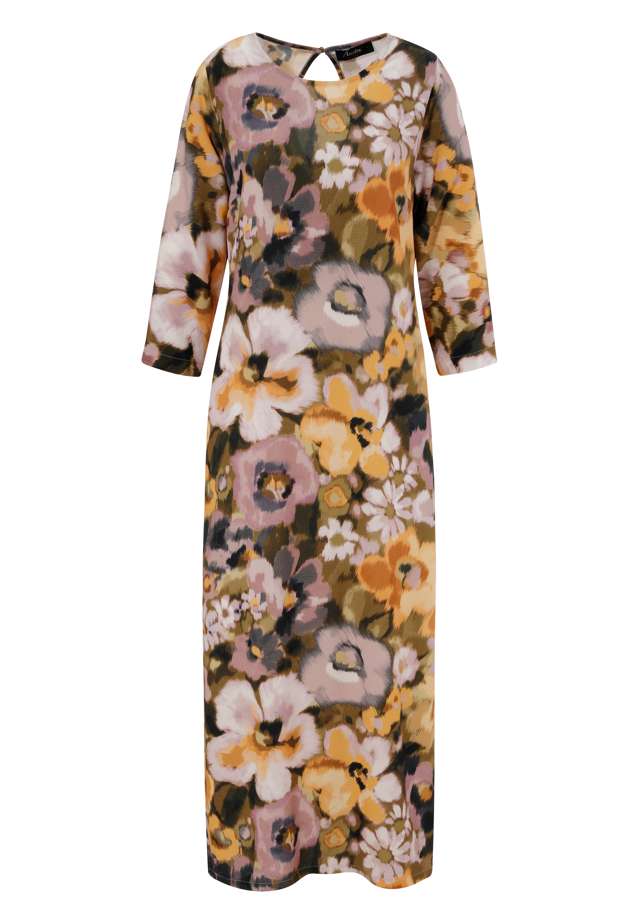 Aniston CASUAL Maxikleid, mit Blütendruck im Batik-Look- jedes Teil ein Unikat
