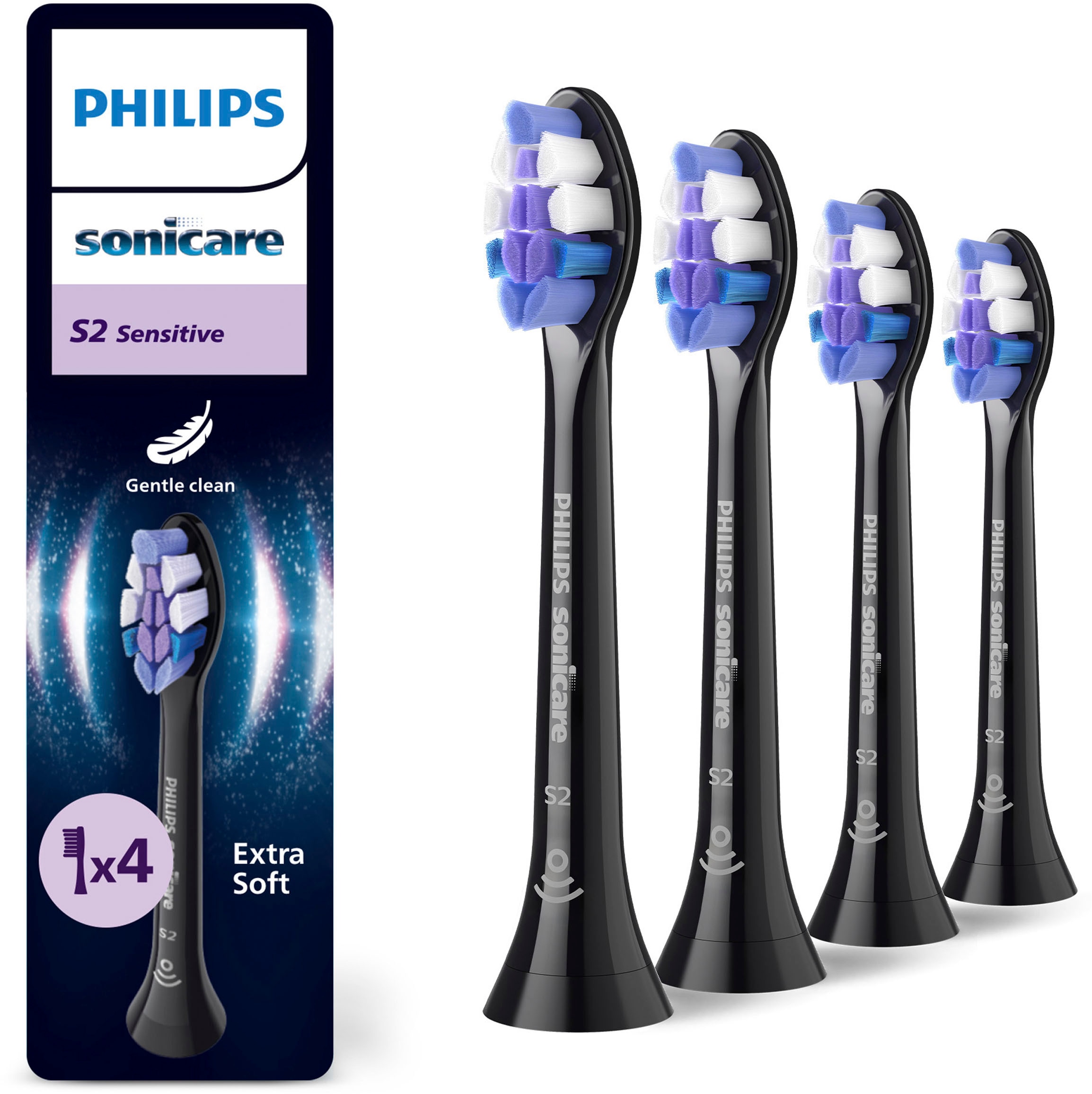 Philips Sonicare Aufsteckbürsten »Sensitive« für sensible Zähne und Zahnfleisch, für jedes Sonicare Handstück in schwarz