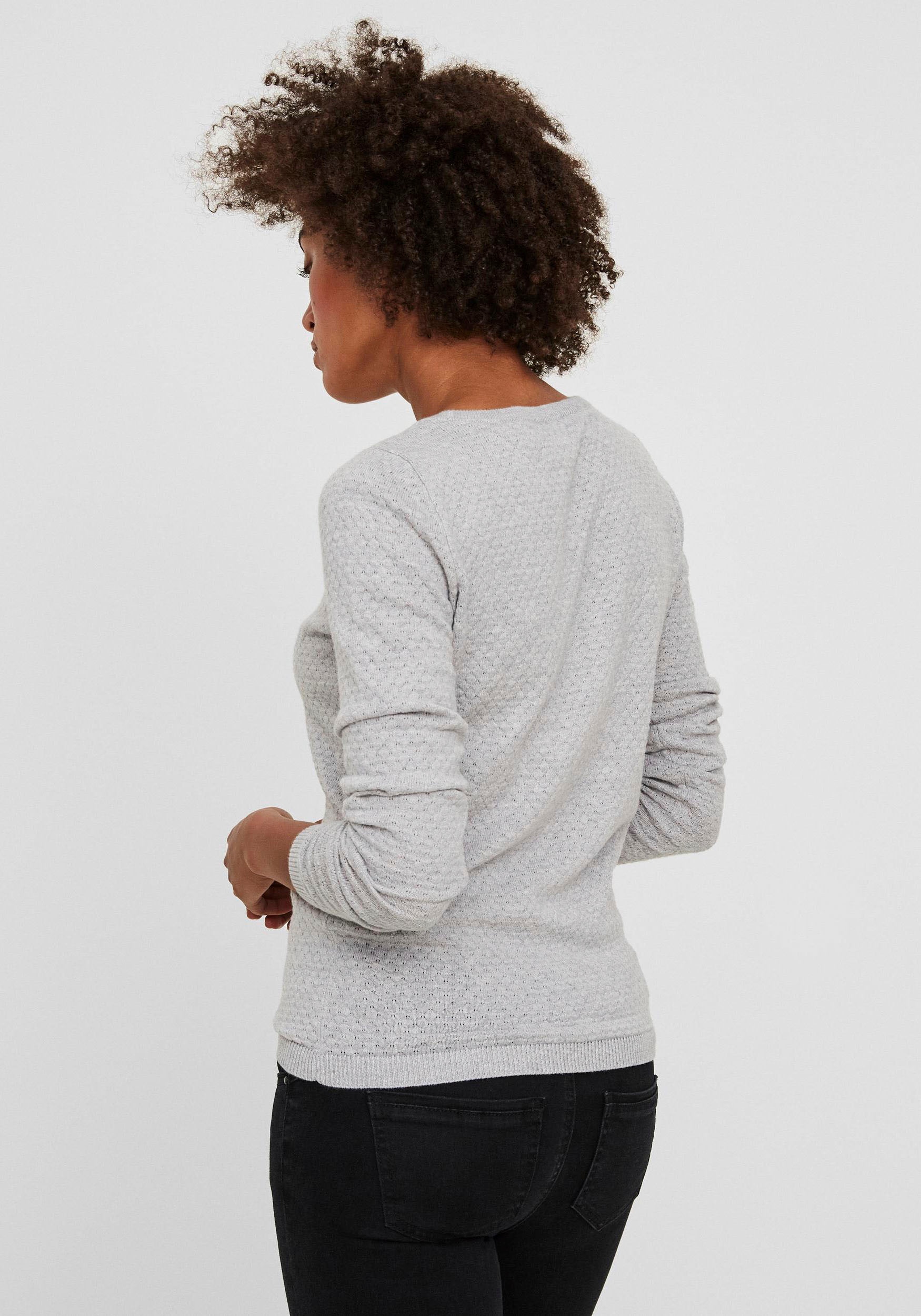 Vero Moda Rundhalspullover »VMCARE STRUCTURE LS O-NECK BLOUSE«, aus Bio-Baumwolle