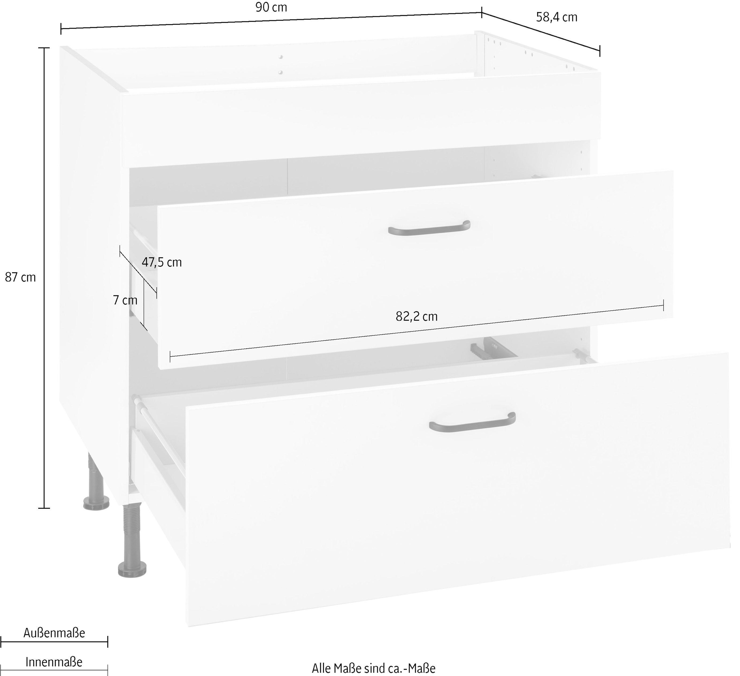 OPTIFIT Kochfeldumbauschrank »Elga«, mit Soft-Close-Funktion, höhenverstellbaren Füße, Breite 90 cm