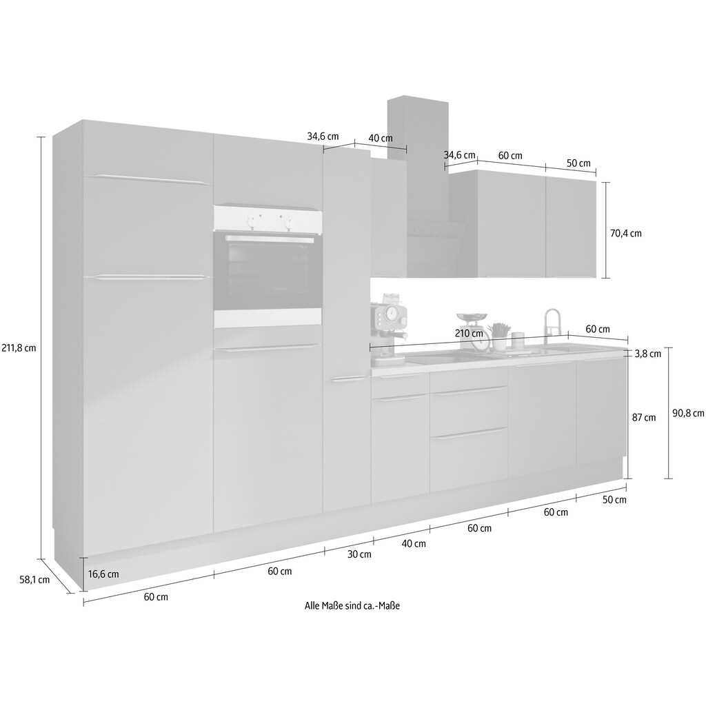 OPTIFIT Küchenzeile »Aken«, ohne E-Geräte, Breite 360 cm