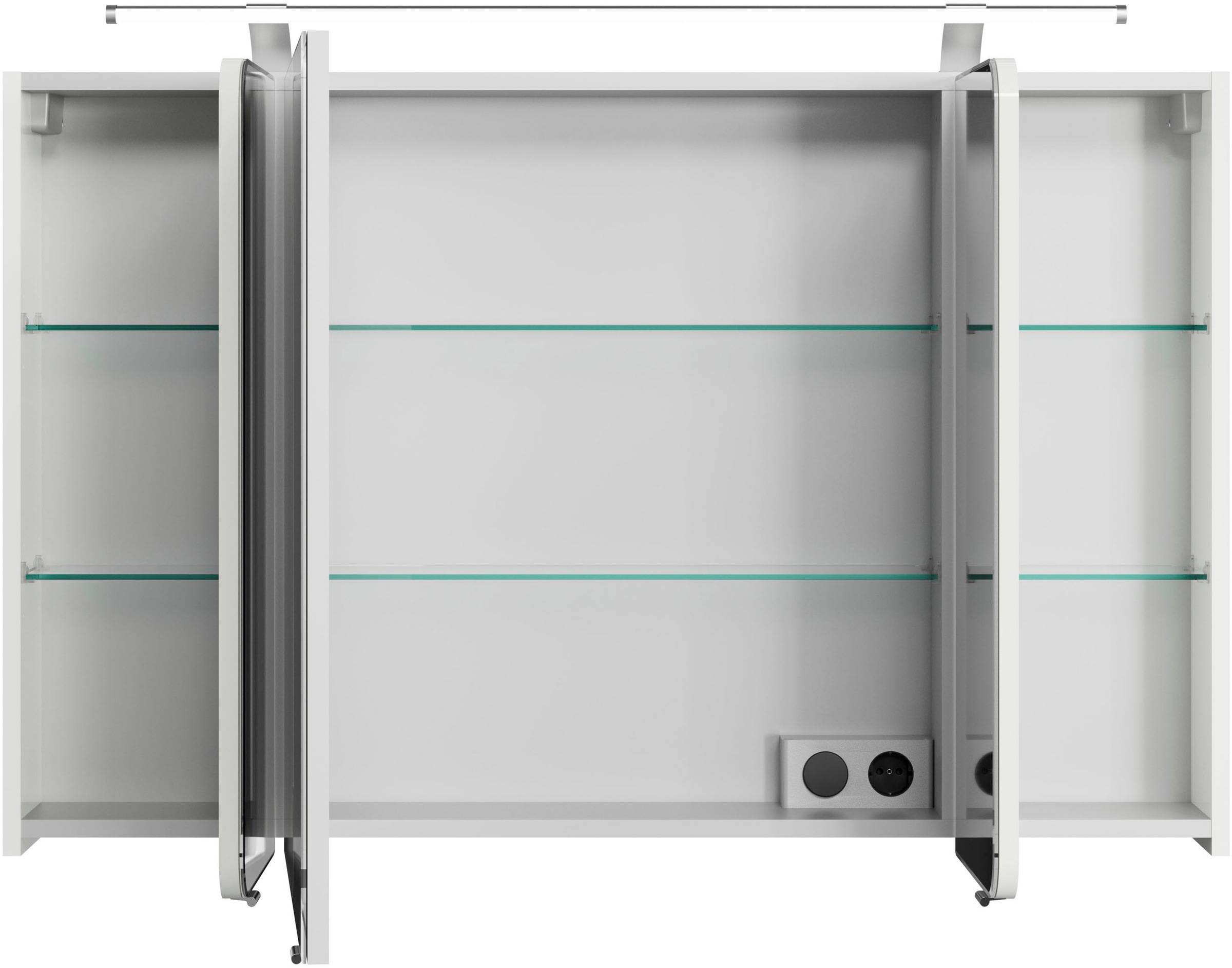 Saphir Badmöbel-Set »Serie 4005, vormontiert, Glaswaschbecken, Spiegelschrank«, (Set, 6 St.), Badezimmer-Set mit Unterschrank, Hängeschrank, Midischrank, Türdämpfer