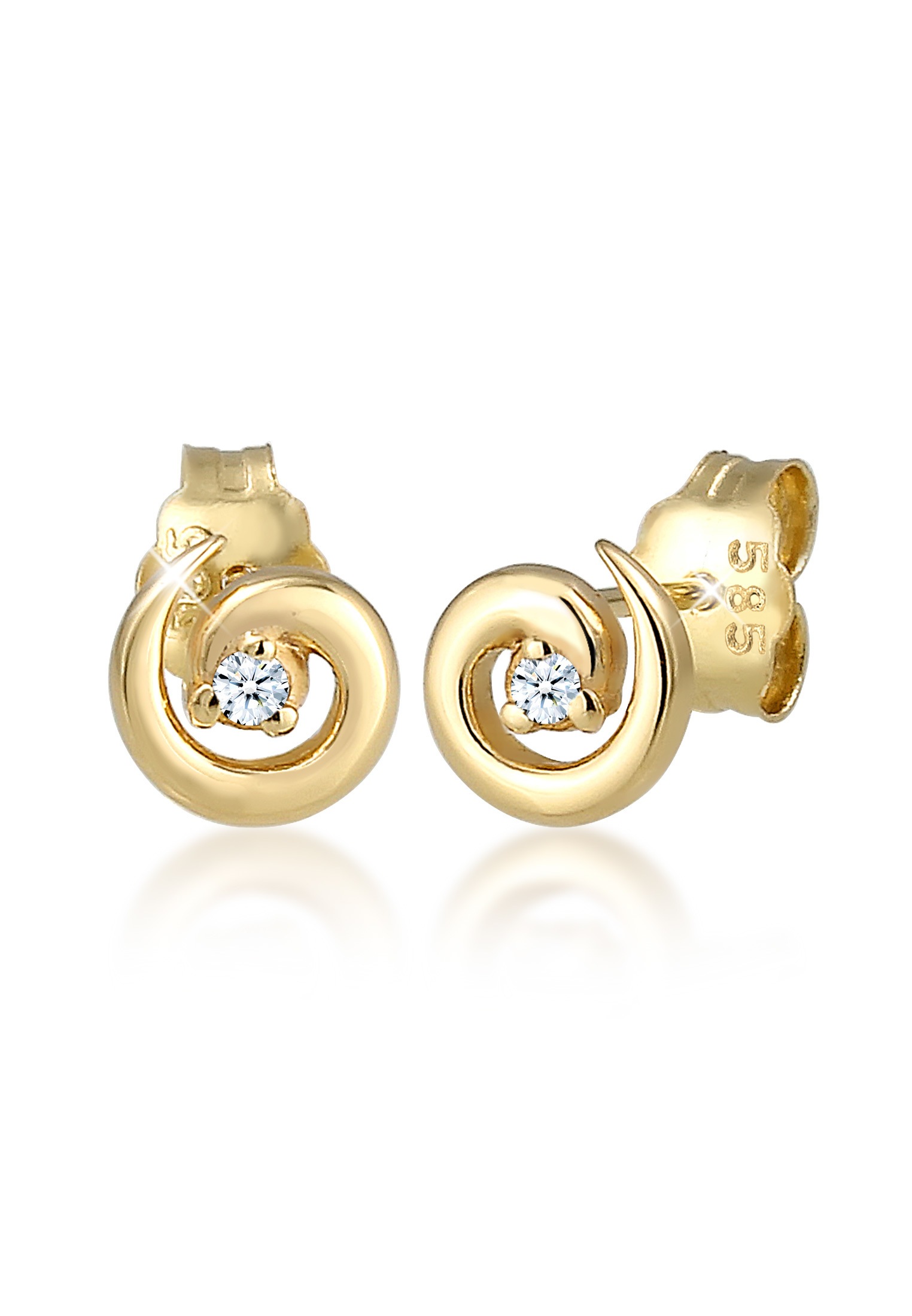 Diamore Paar Ohrstecker »Stecker Spirale Diamanten (0.03 ct) 585er Gelbgold«