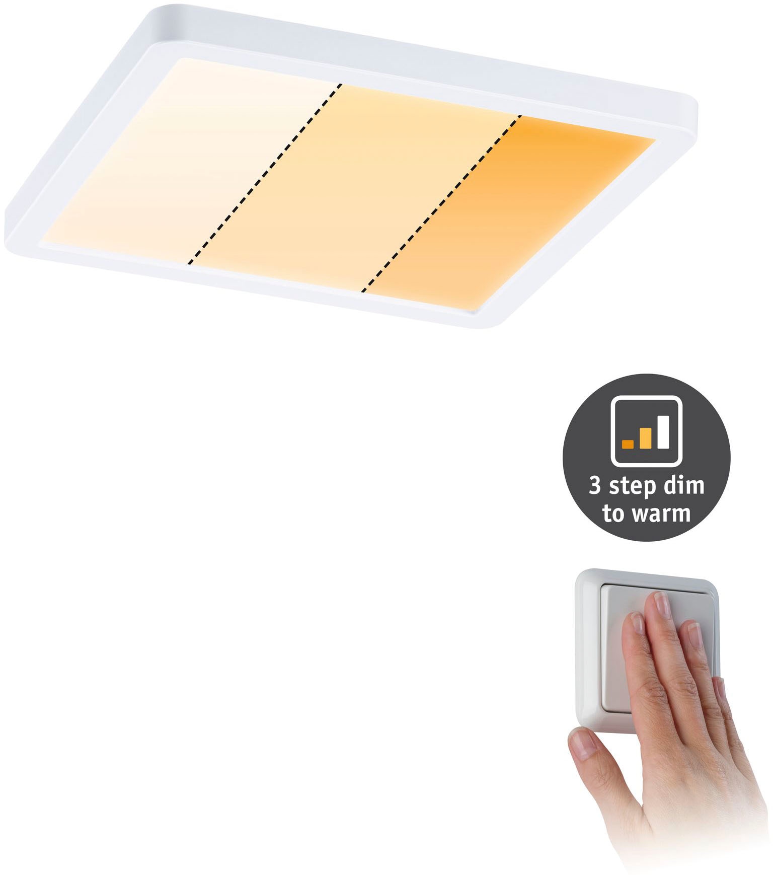 Paulmann LED Bad-Einbauleuchte »Areo«, Schutzart IP44, WarmDim-Stepschaltung, Gr. 17,5 x 17,5 cm, inkl. LED Leuchtmittel