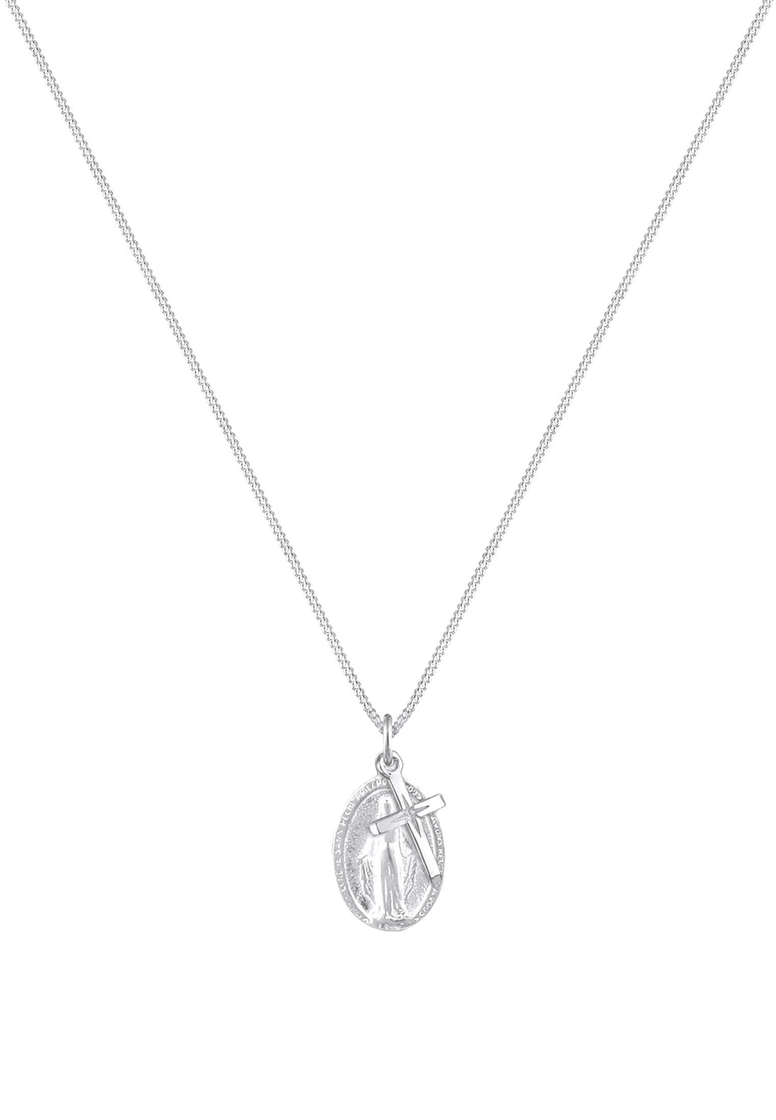 Elli Kette mit Anhänger »Halskette Kreuz Marienbild Glaube Religion 925 Silber«