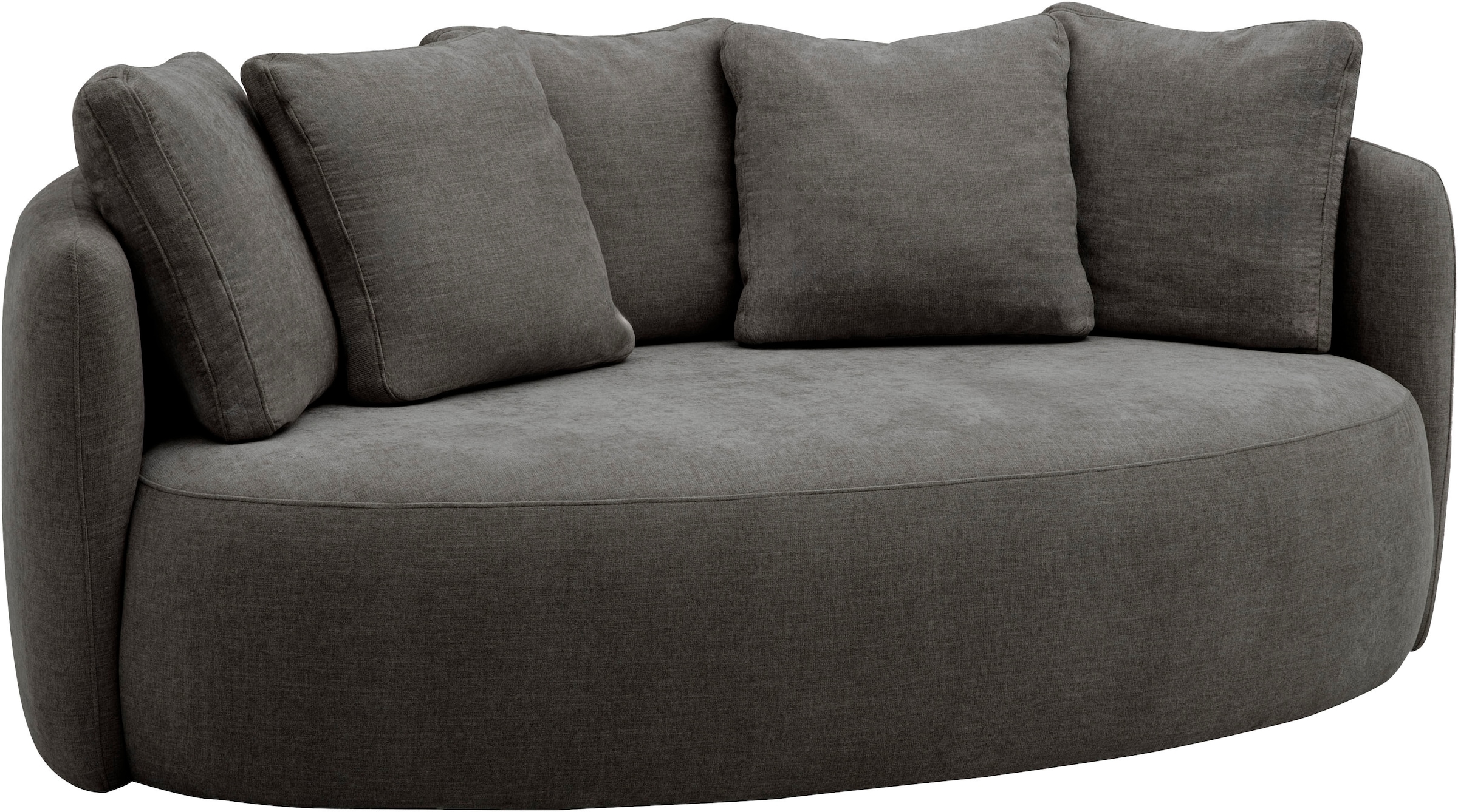 OTTO home 2,5-Sitzer »Kaarl, rundes Loungesofa, Sofa mit Kissen, perfekt gepolstert« Webstoff, in fünf Farben, zeitloses Design, inkl. 5 Rückenkissen