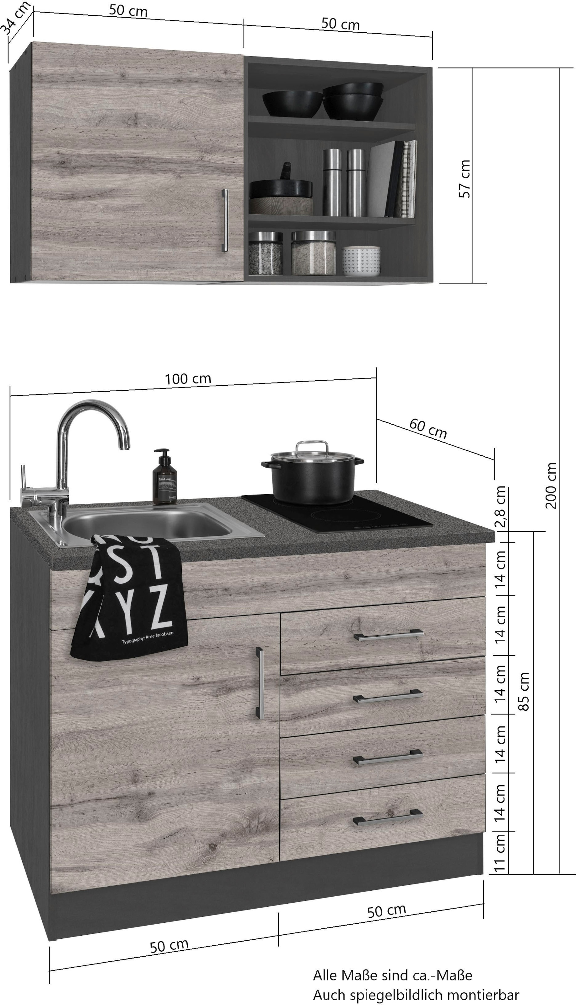 HELD MÖBEL Küche »Mali«, Breite 100 cm, wahlweise mit E-Geräten kaufen bei  OTTO