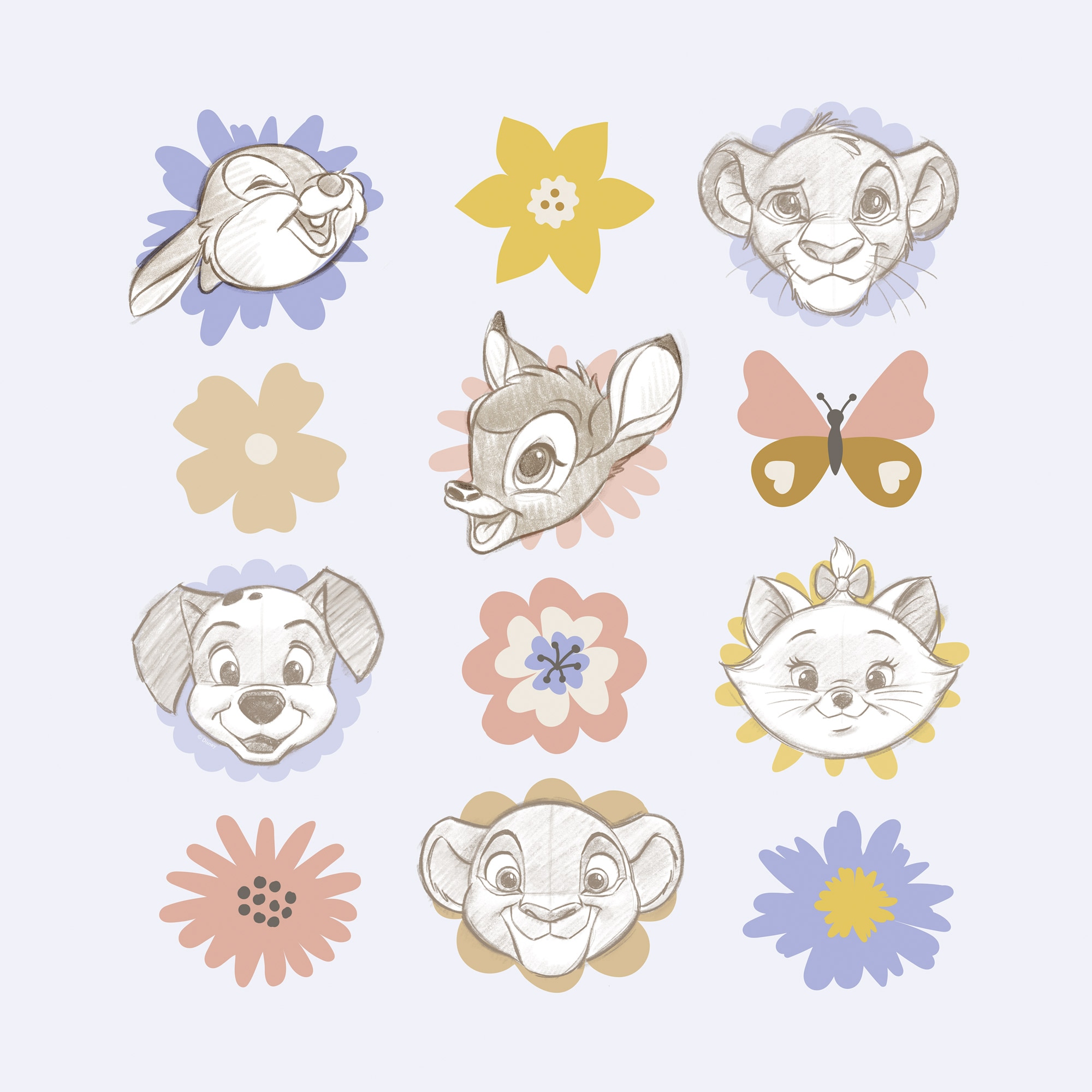 Komar Leinwandbild »Disney Classics Flowerheads«, Disney, (1 St.), 40 x 40 cm (Breite x Höhe) - Kinderzimmer, Dekoration