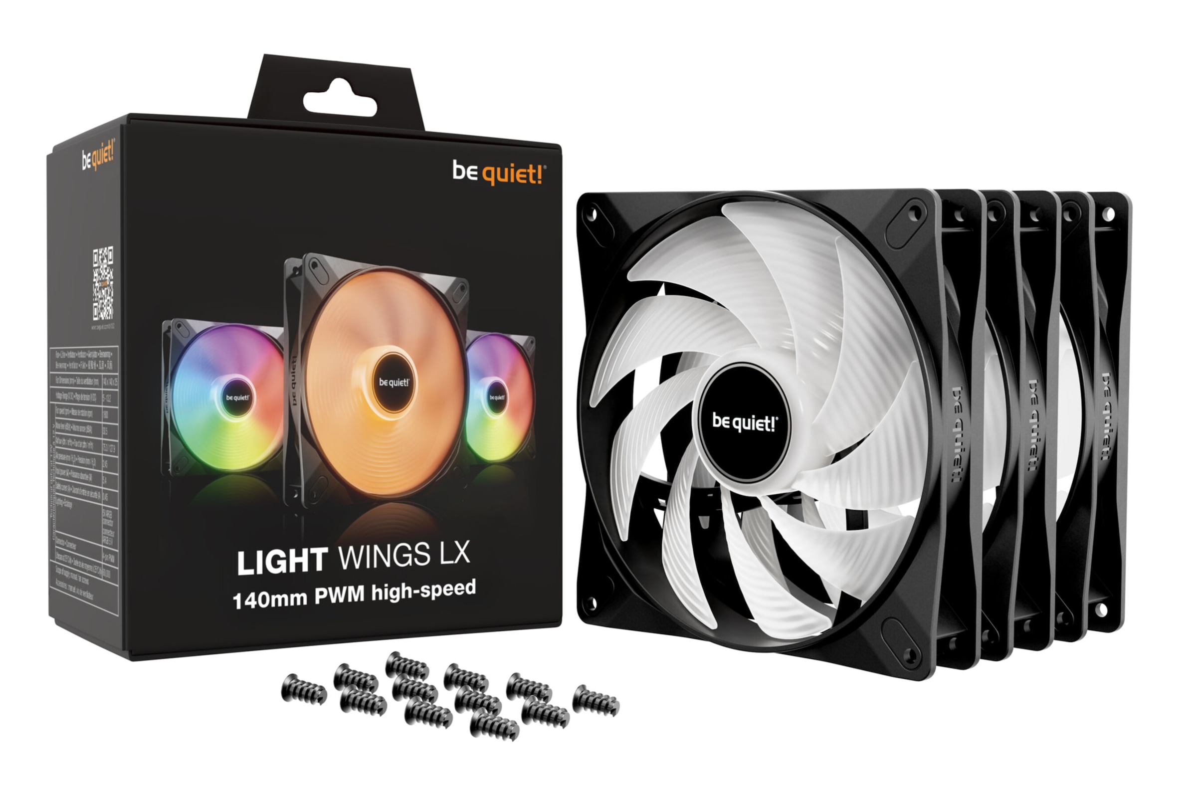 be quiet! Gehäuselüfter »LIGHT WINGS LX 140mm PWM High Speed 3-Pack Black«, (Packung, 3 St.)