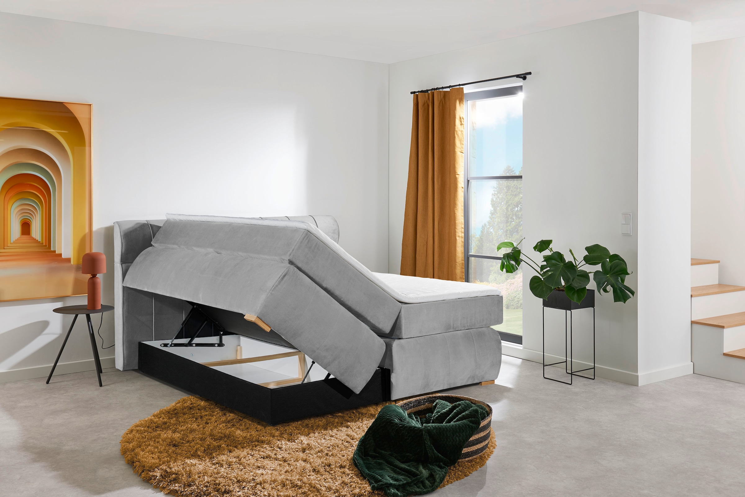Places of Style Boxspringbett »Felicia«, in H4, inkl. Topper und Bettkasten