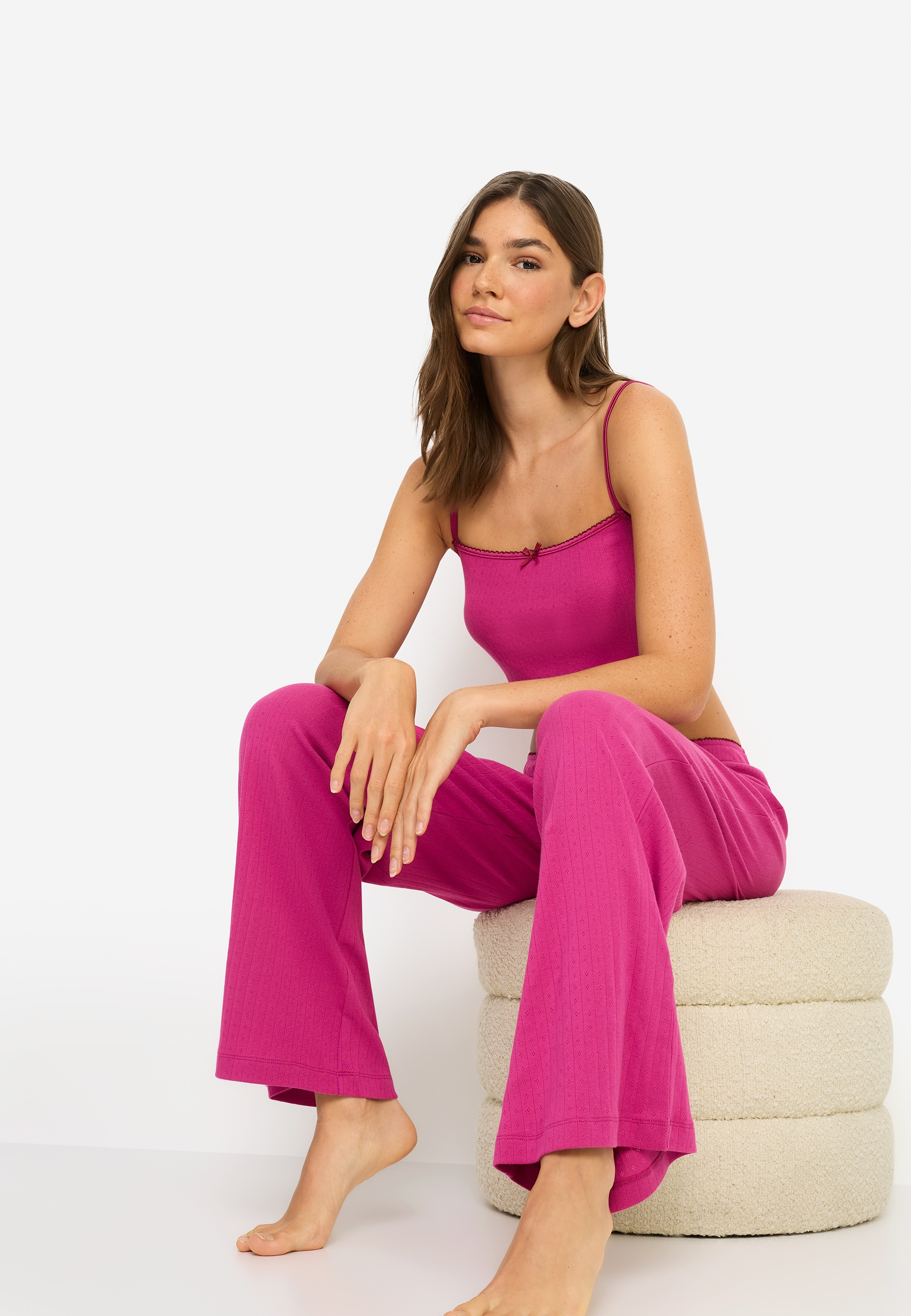 LSCN by LASCANA Pyjama 2 tlg. mit Kontrast-Häkelkanten