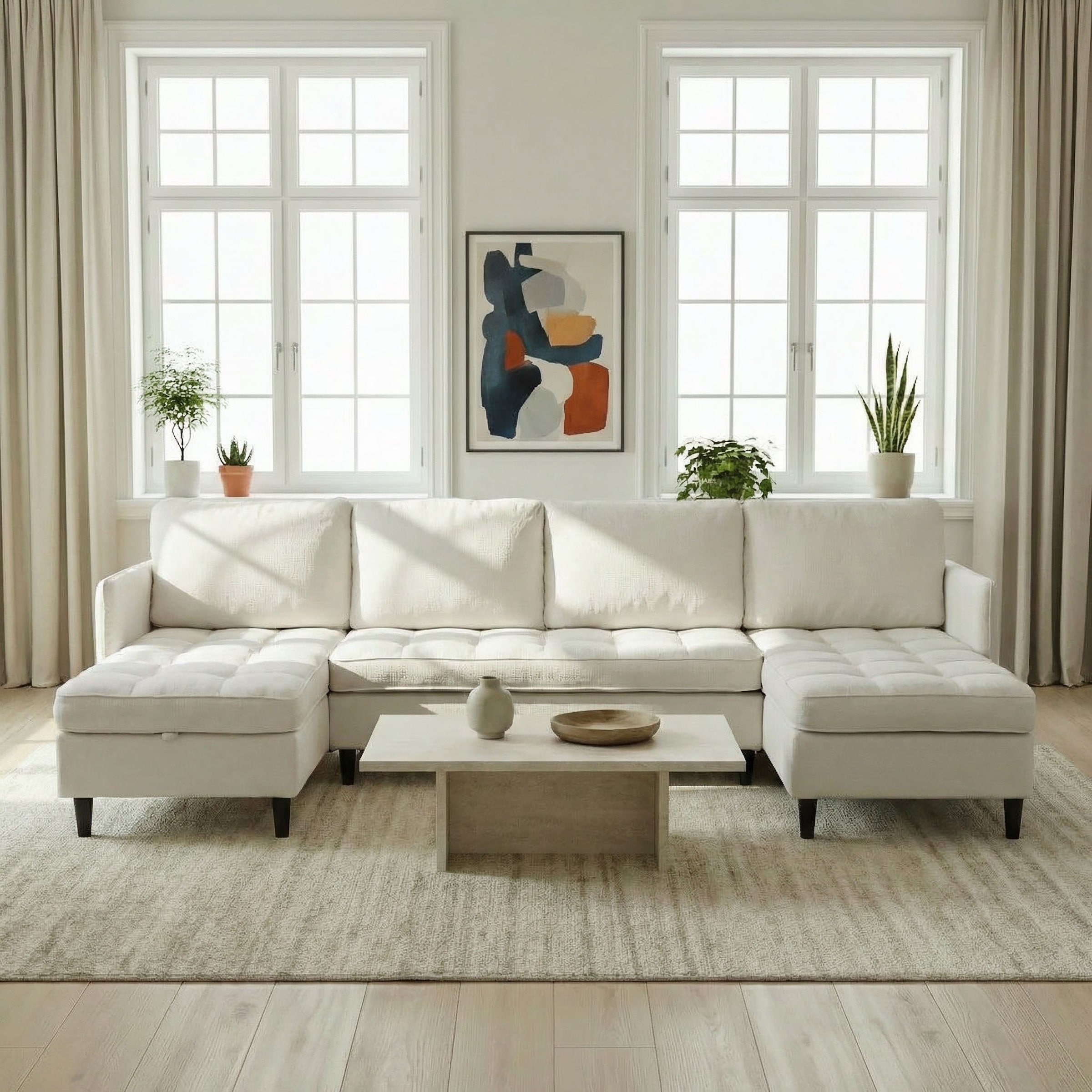 Dorel Home Wohnlandschaft »LINDHUS, U-Form, Breite 254 cm, verschiedene Stellvarianten, Modulsofa« Recamiere, Stauraum, Cord und Chenille-Bezug