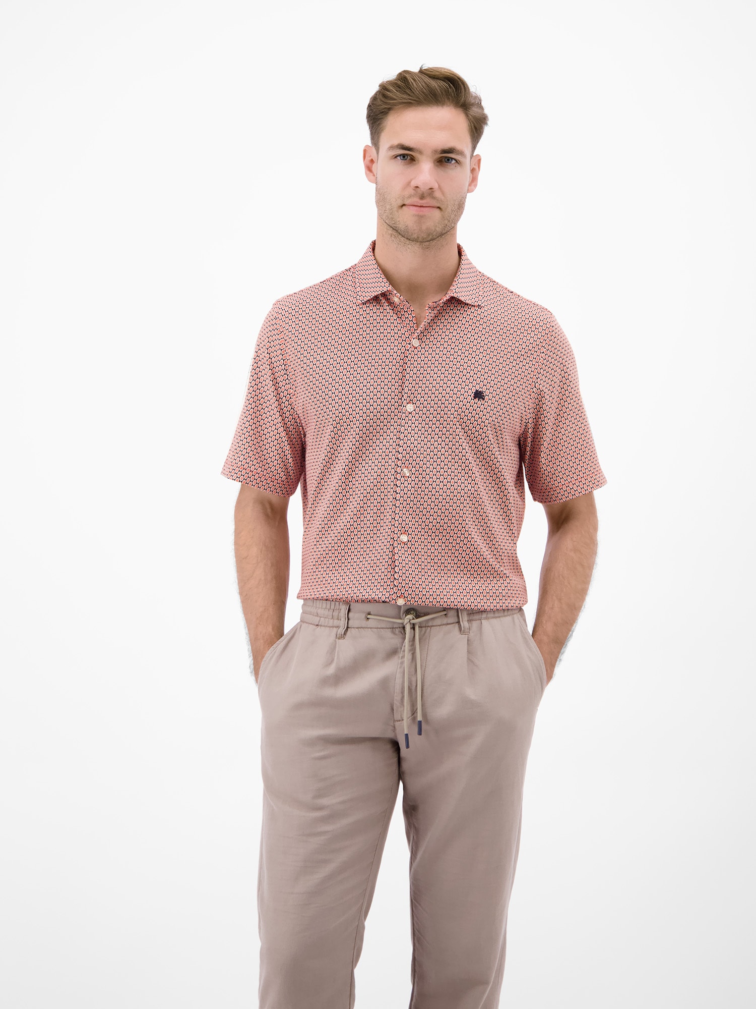 LERROS Kurzarmhemd »1/2 Hemd mit Minimalprint, 100 % Baumwolle«