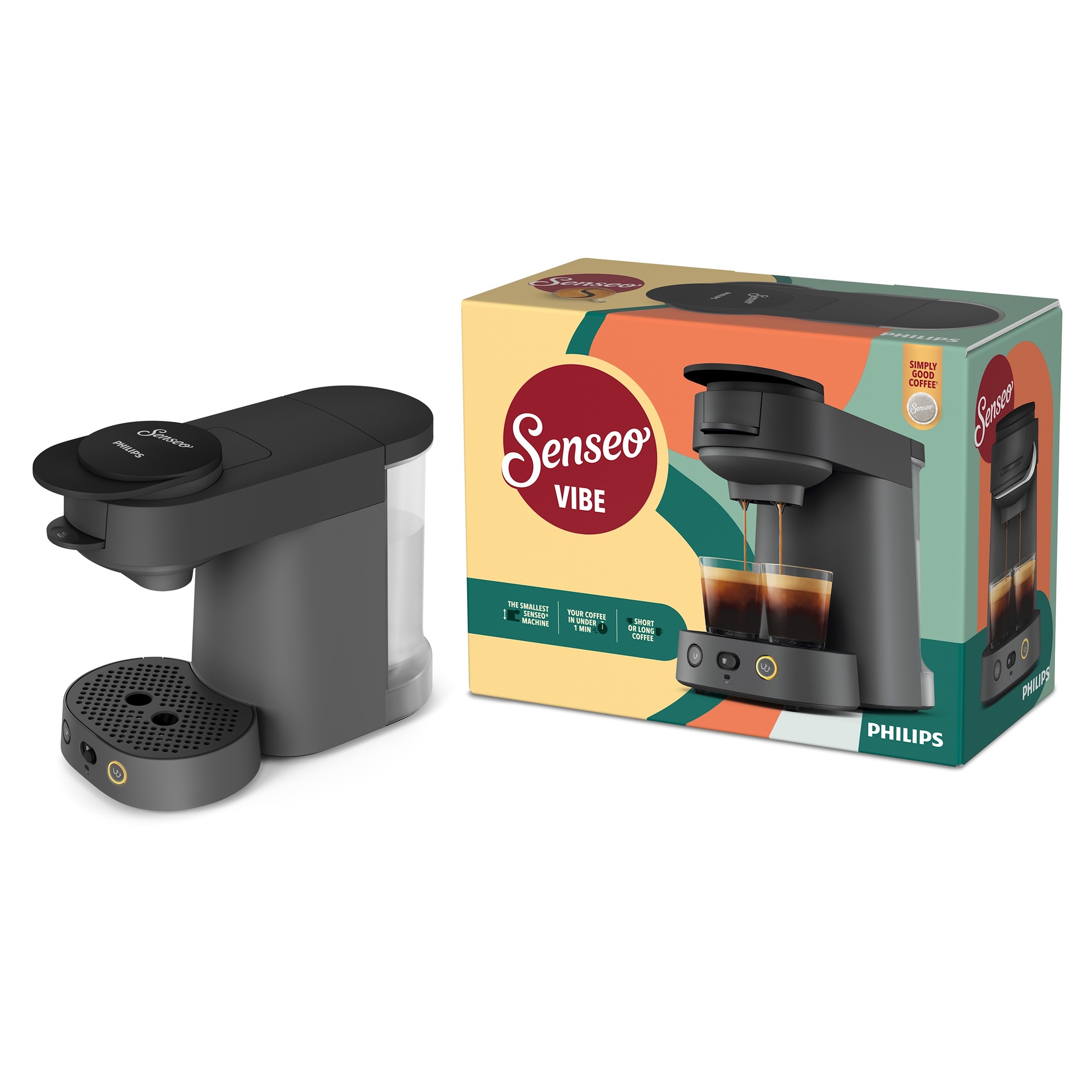 Philips Kaffeepadmaschine »Vibe CSA225/50, mit zwei Kaffee-Einstellungen« kompakt; mit Memory-Funktion u. 0,9-Liter herausnehmbarem Wassertank